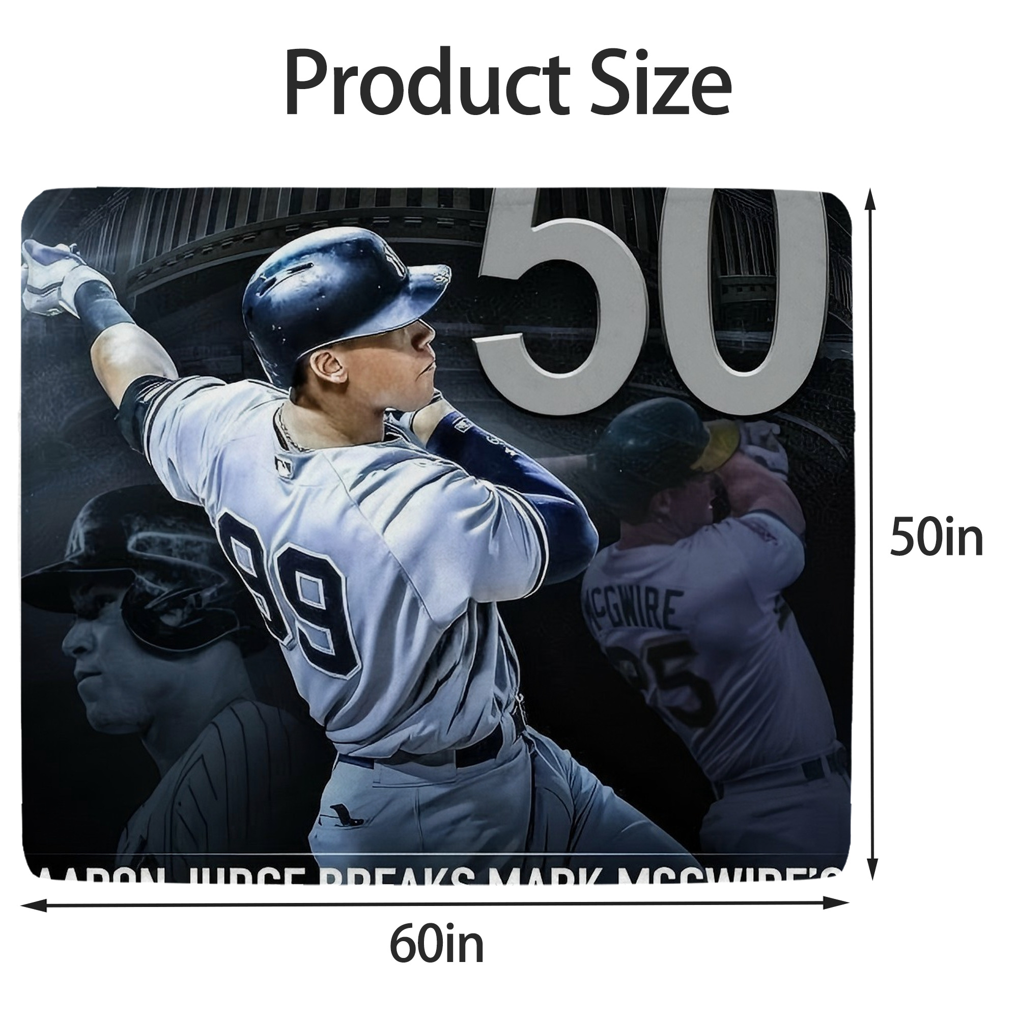 Aaron Judge 50 Home Runs 6 Soft Fleece Throw Blanket 50 X 60 Inch – Super Soft, Lightweight, And Durable – Perfect For Sofa, Bed, Camping, And More – Ideal Gift For Family And Friends