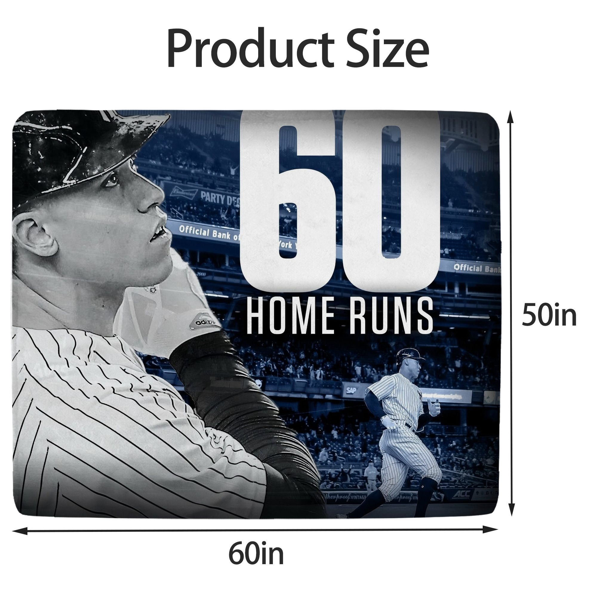 Aaron Judge 60 Home Runs 1 Soft Fleece Throw Blanket 50 X 60 Inch – Super Soft, Lightweight, And Durable – Perfect For Sofa, Bed, Camping, And More – Ideal Gift For Family And Friends