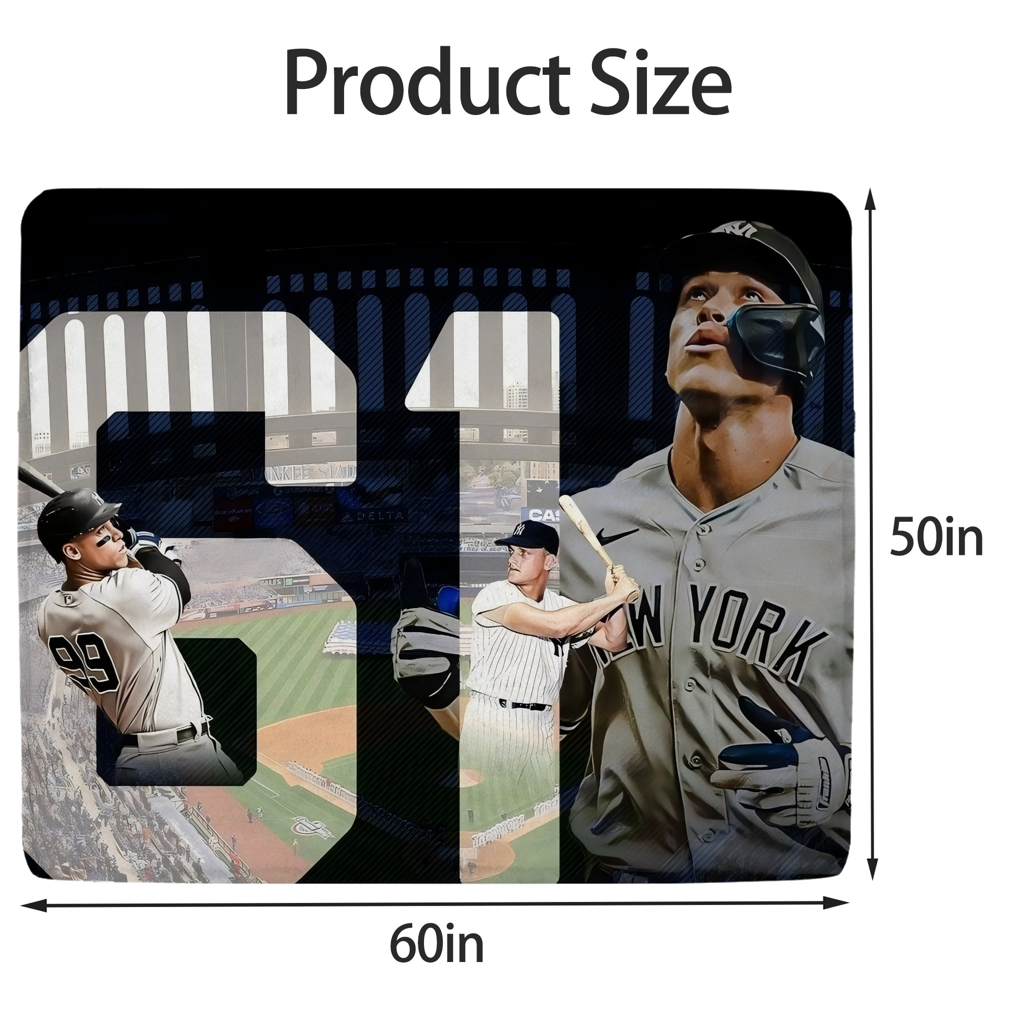 Aaron Judge 61 Home Runs 1 Soft Fleece Throw Blanket 50 X 60 Inch – Super Soft, Lightweight, And Durable – Perfect For Sofa, Bed, Camping, And More – Ideal Gift For Family And Friends