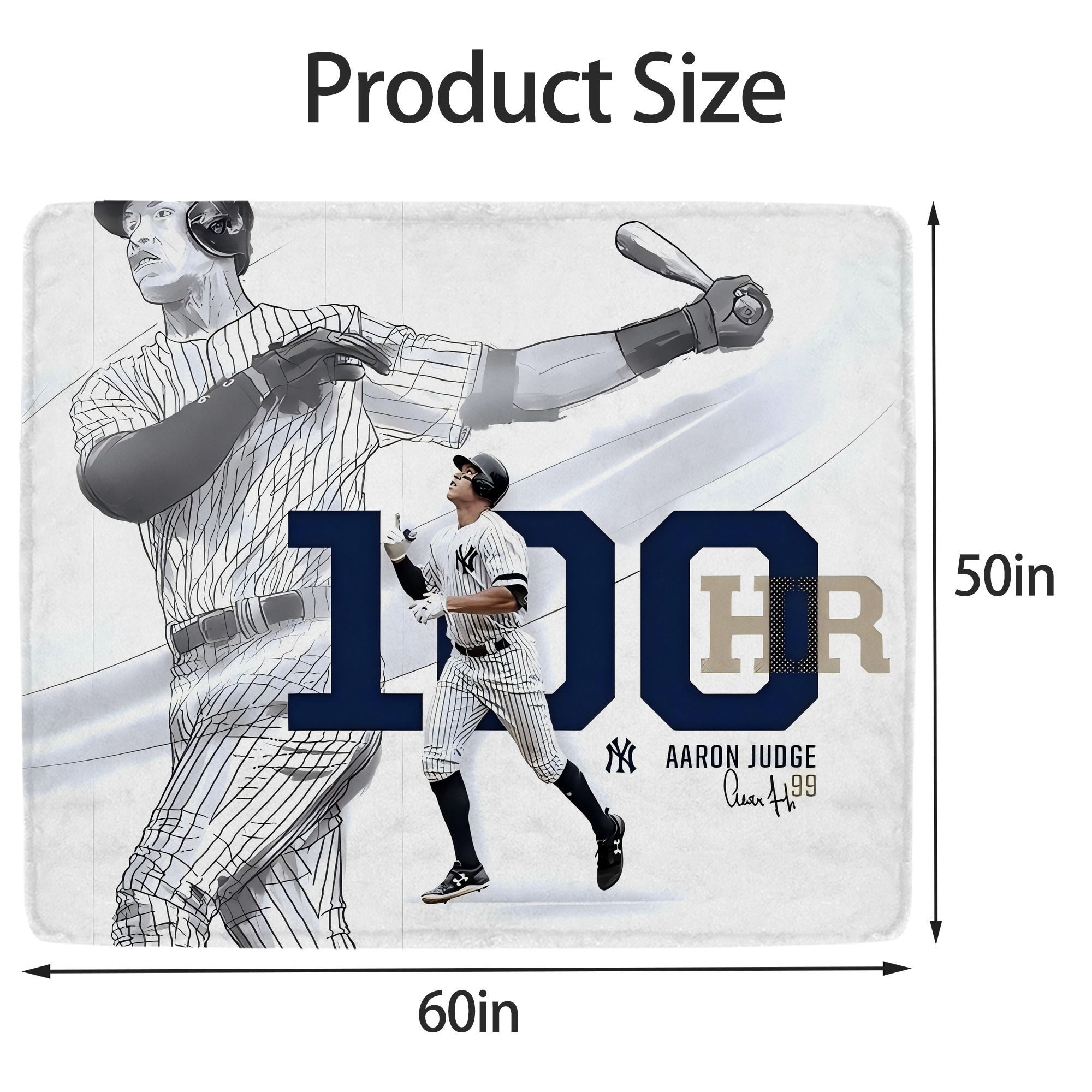 Aaron Judge 100 Home Runs Soft Fleece Throw Blanket 50 X 60 Inch – Super Soft, Lightweight, And Durable – Perfect For Sofa, Bed, Camping, And More – Ideal Gift For Family And Friends