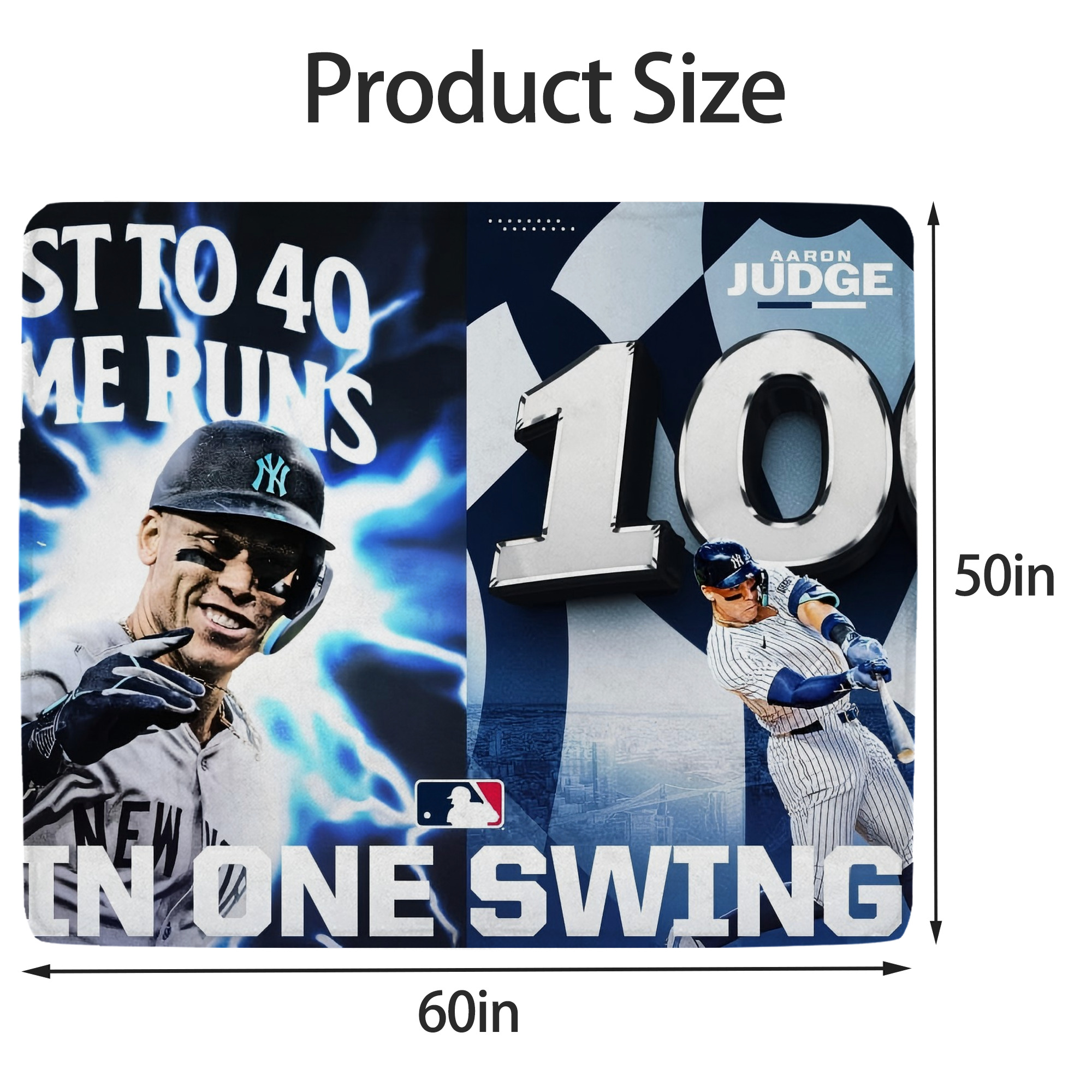 Aaron Judge First to 40 Home Runs In One Swing Soft Fleece Throw Blanket 50 X 60 Inch – Super Soft, Lightweight, And Durable – Perfect For Sofa, Bed, Camping, And More – Ideal Gift For Family And Friends