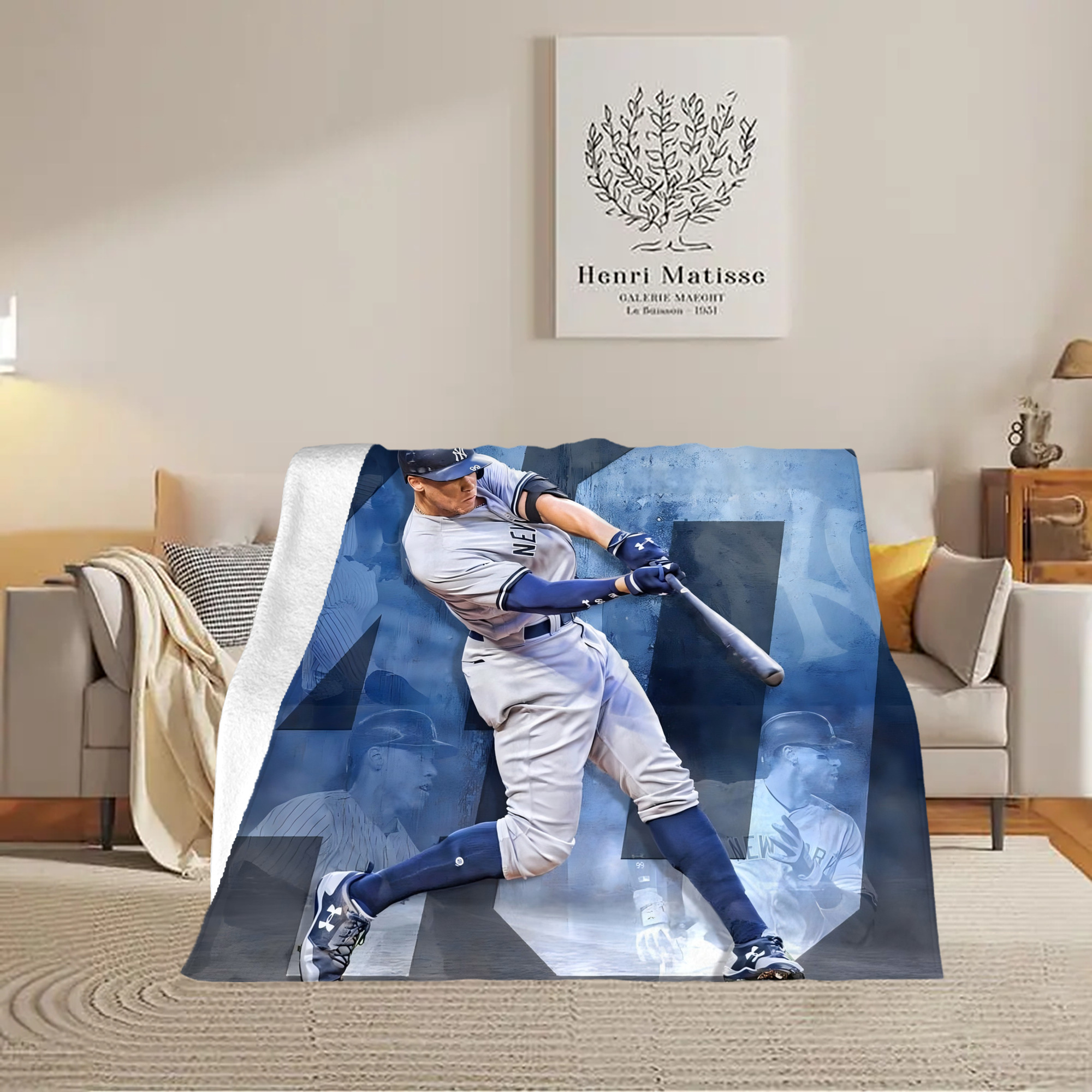 Aaron Judge 40 Home Runs 1 Soft Fleece Throw Blanket 50 X 60 Inch – Super Soft, Lightweight, And Durable – Perfect For Sofa, Bed, Camping, And More – Ideal Gift For Family And Friends
