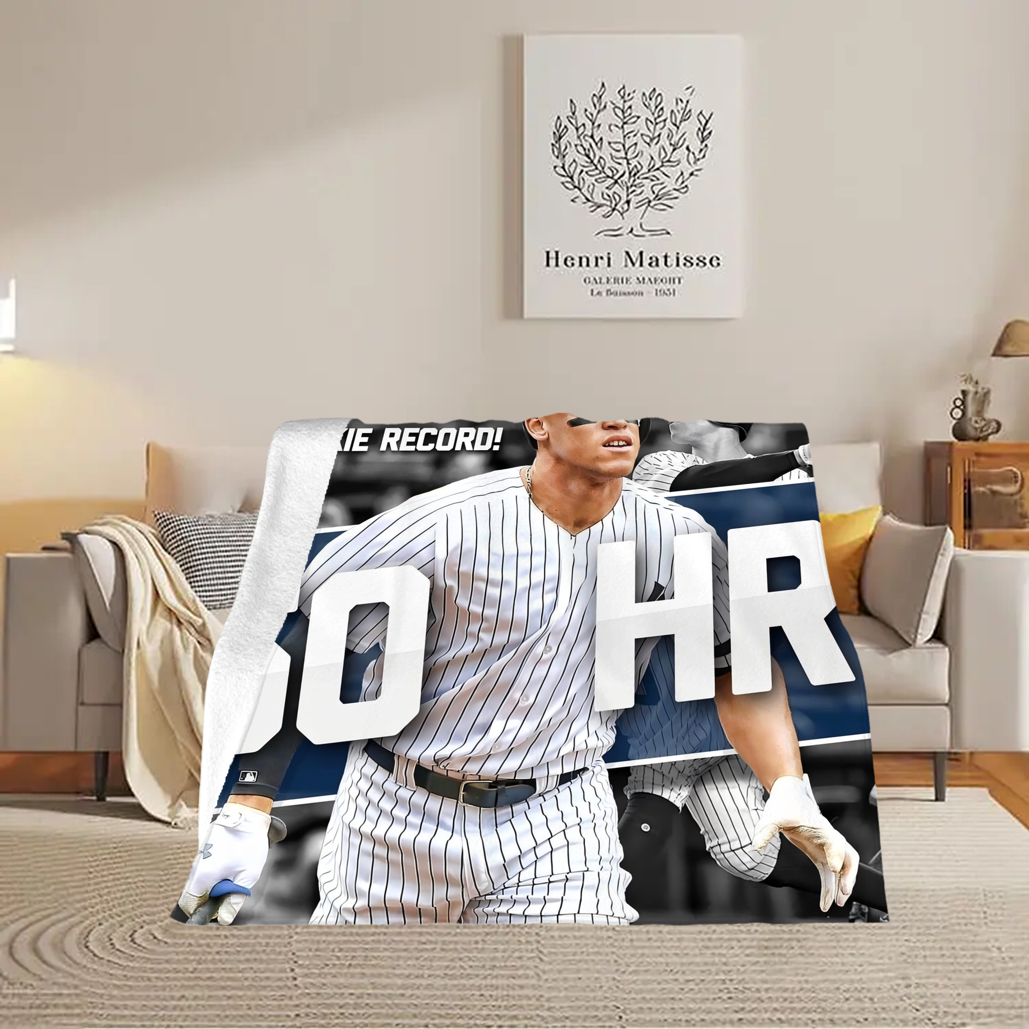 Aaron Judge 50 Home Runs 2 Soft Fleece Throw Blanket 50 X 60 Inch – Super Soft, Lightweight, And Durable – Perfect For Sofa, Bed, Camping, And More – Ideal Gift For Family And Friends