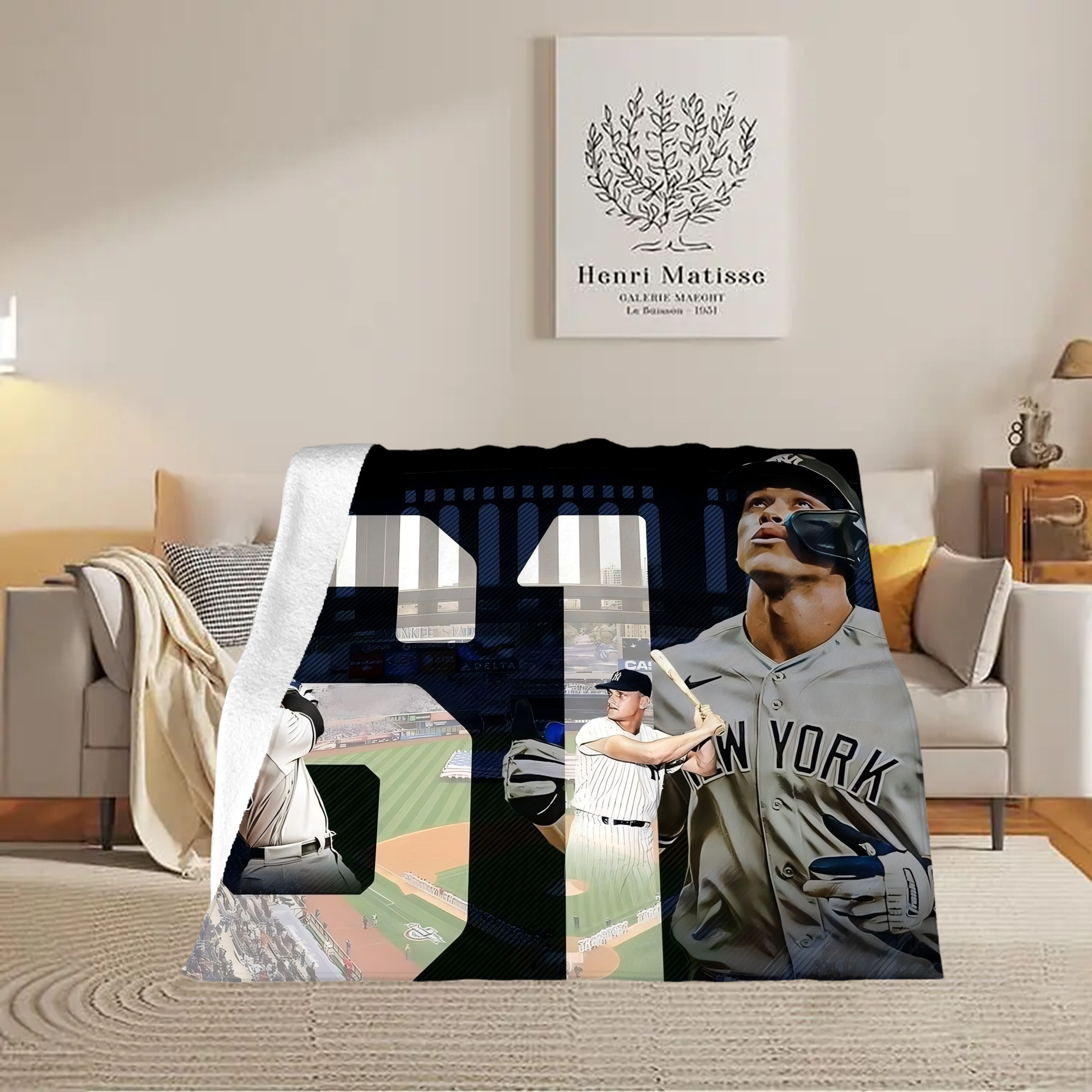Aaron Judge 61 Home Runs 1 Soft Fleece Throw Blanket 50 X 60 Inch – Super Soft, Lightweight, And Durable – Perfect For Sofa, Bed, Camping, And More – Ideal Gift For Family And Friends