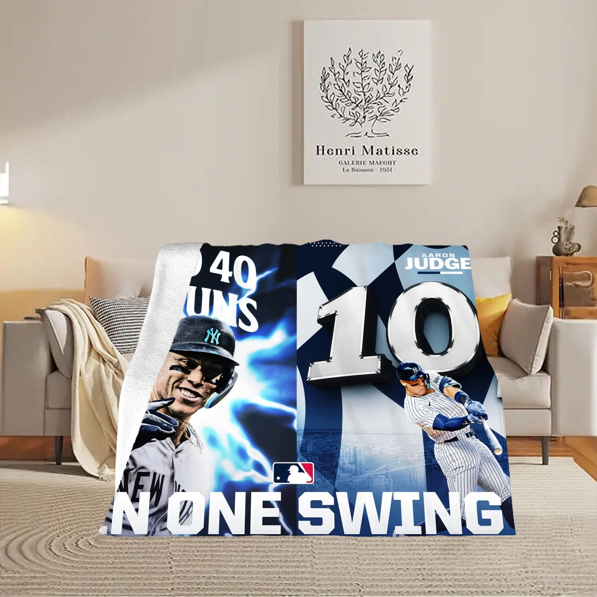 Aaron Judge First to 40 Home Runs In One Swing Soft Fleece Throw Blanket 50 X 60 Inch – Super Soft, Lightweight, And Durable – Perfect For Sofa, Bed, Camping, And More – Ideal Gift For Family And Friends
