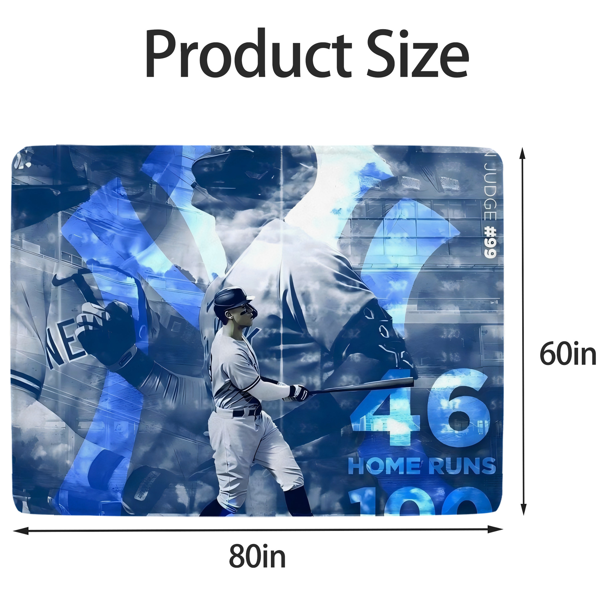 Aaron Judge 46 Home Runs Soft Fleece Throw Blanket 60 X 80 Inch – Super Soft, Lightweight, And Durable – Perfect For Sofa, Bed, Camping, And More – Ideal Gift For Family And Friends