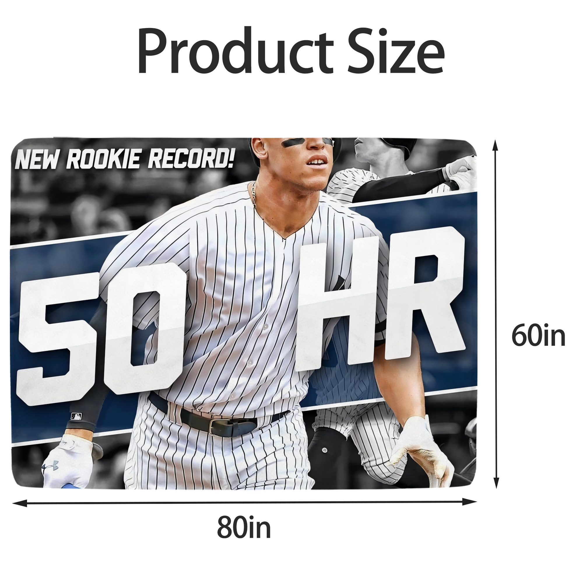 Aaron Judge 50 Home Runs 2 Soft Fleece Throw Blanket 60 X 80 Inch – Super Soft, Lightweight, And Durable – Perfect For Sofa, Bed, Camping, And More – Ideal Gift For Family And Friends