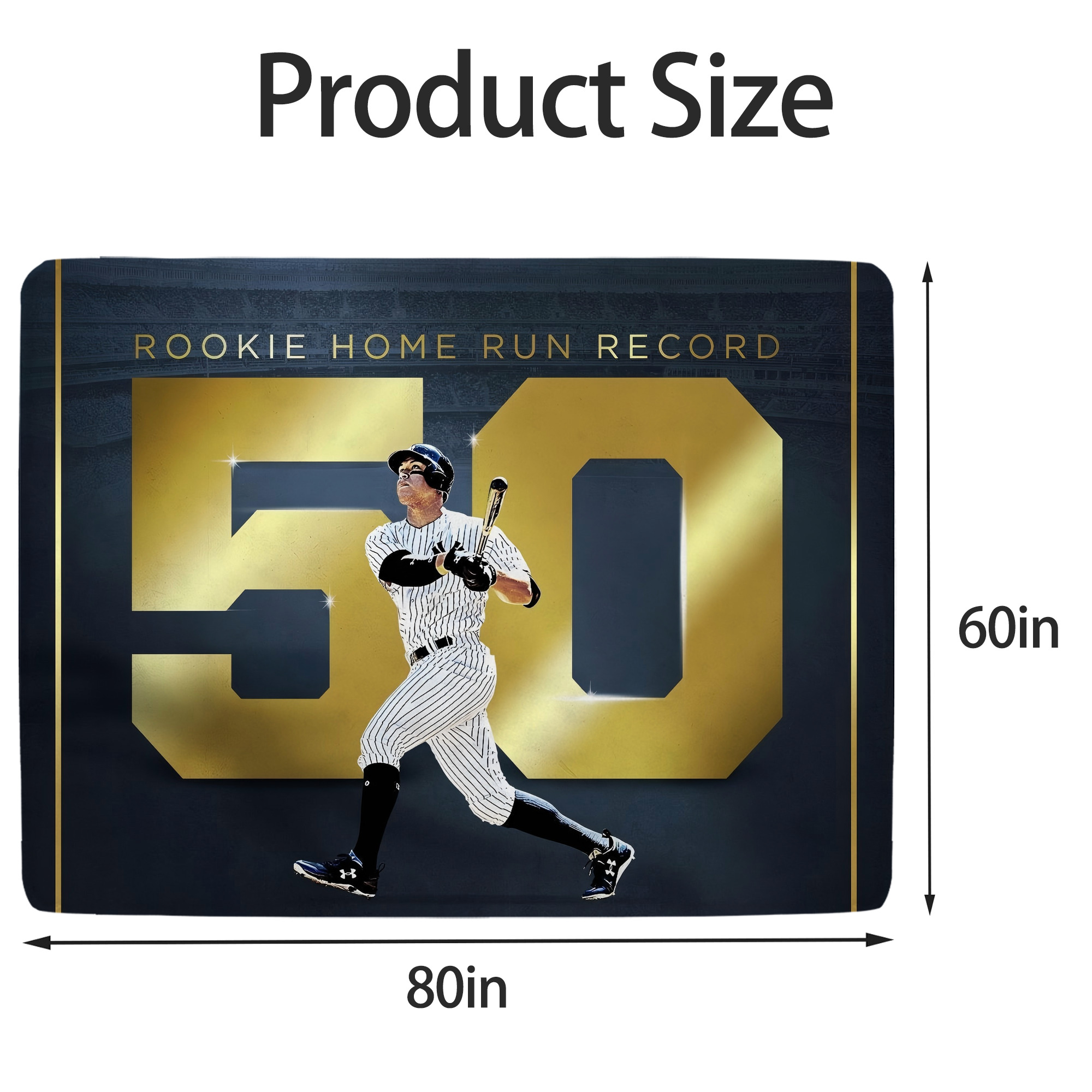 Aaron Judge 50 Home Runs 3 Soft Fleece Throw Blanket 60 X 80 Inch – Super Soft, Lightweight, And Durable – Perfect For Sofa, Bed, Camping, And More – Ideal Gift For Family And Friends
