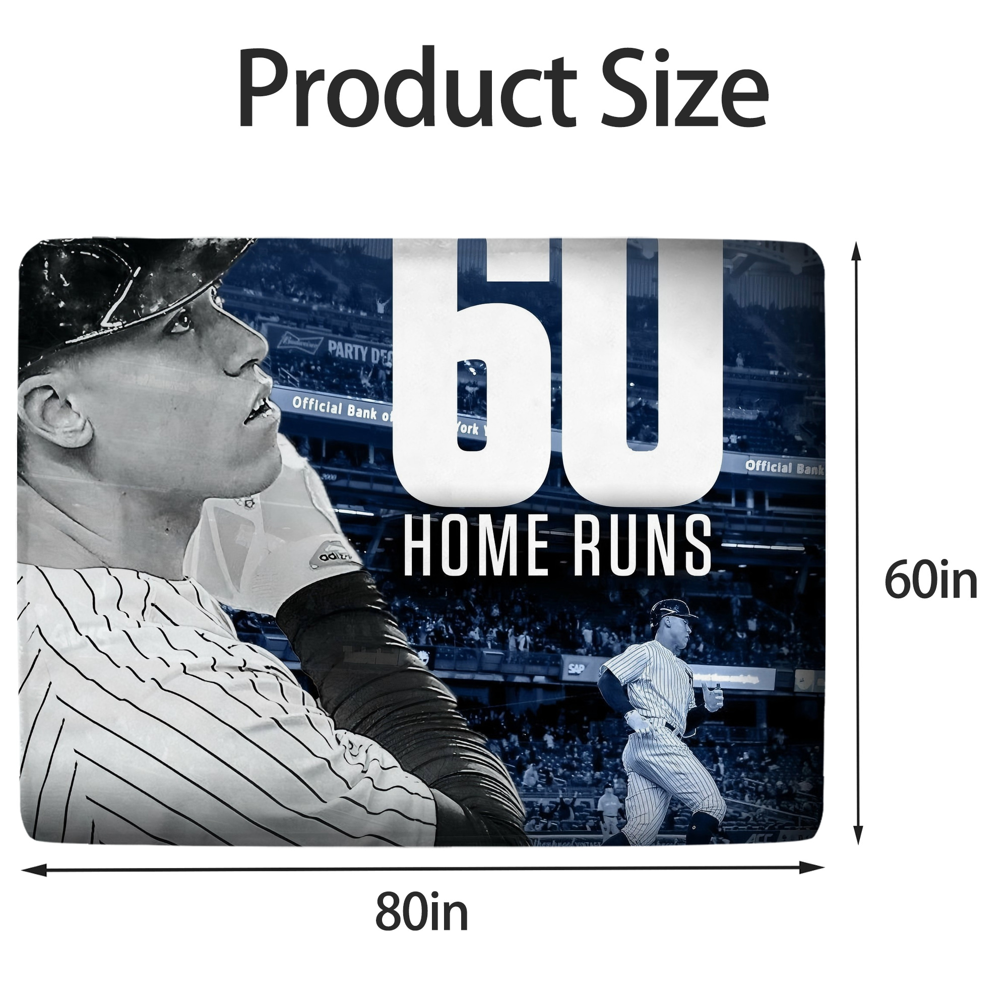 Aaron Judge 60 Home Runs 1 Soft Fleece Throw Blanket 60 X 80 Inch – Super Soft, Lightweight, And Durable – Perfect For Sofa, Bed, Camping, And More – Ideal Gift For Family And Friends