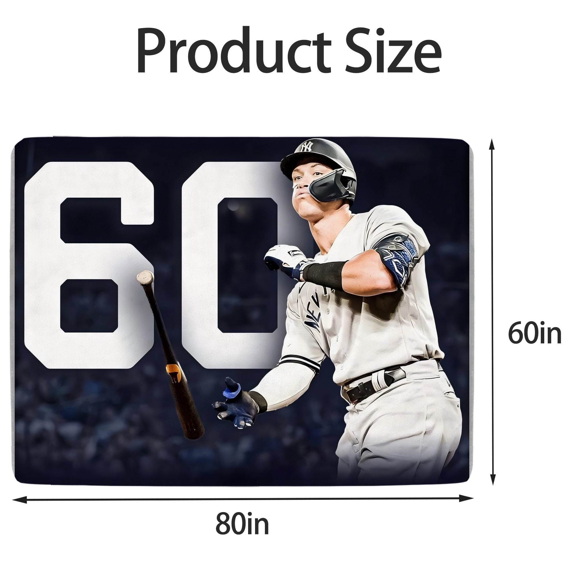 Aaron Judge 60 Home Runs 4 Soft Fleece Throw Blanket 60 X 80 Inch – Super Soft, Lightweight, And Durable – Perfect For Sofa, Bed, Camping, And More – Ideal Gift For Family And Friends