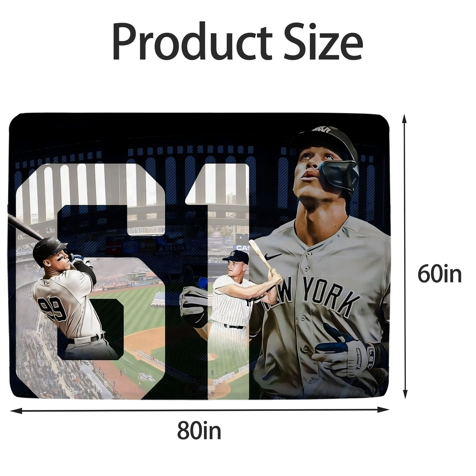 Aaron Judge 61 Home Runs 1 Soft Fleece Throw Blanket 60 X 80 Inch – Super Soft, Lightweight, And Durable – Perfect For Sofa, Bed, Camping, And More – Ideal Gift For Family And Friends