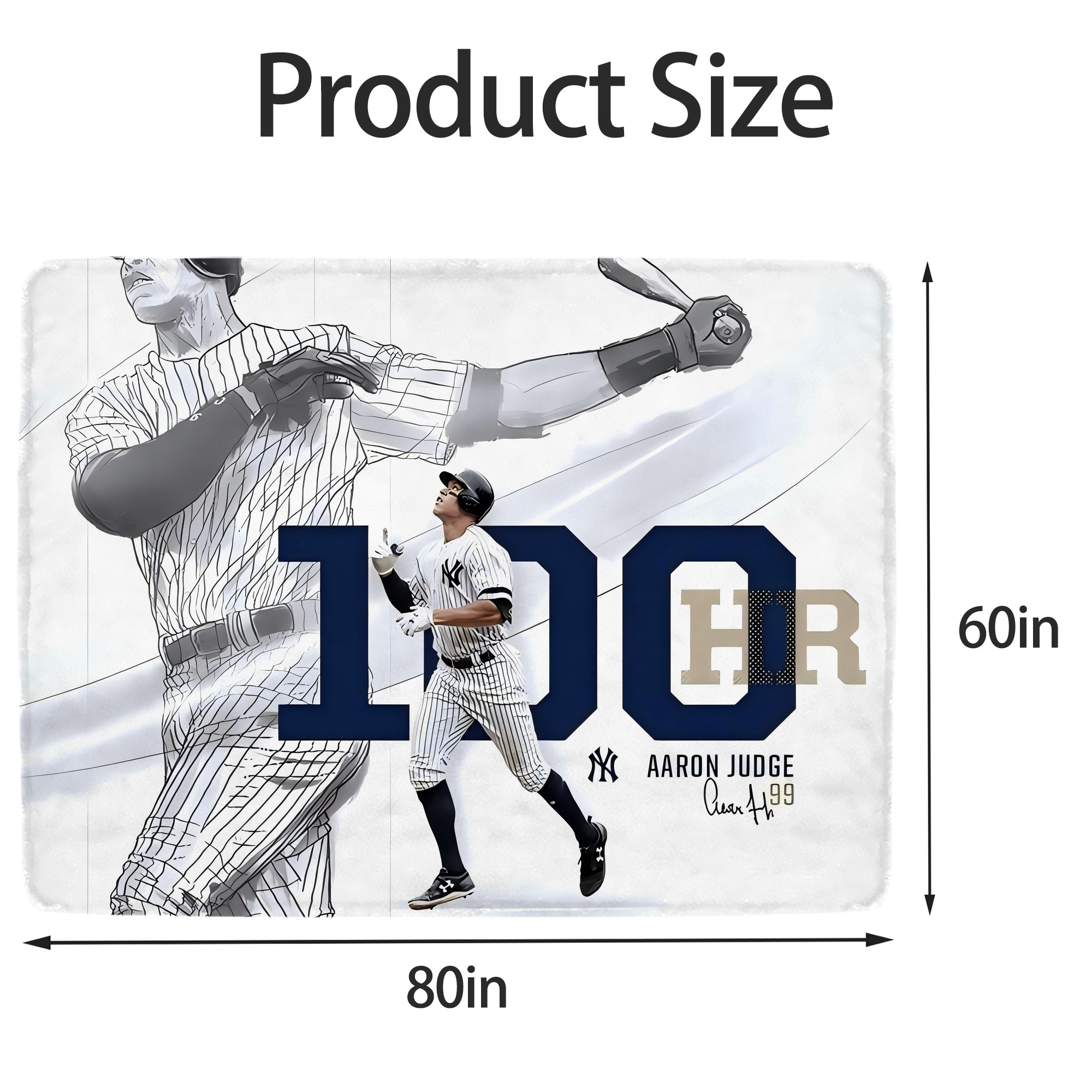 Aaron Judge 100 Home Runs Soft Fleece Throw Blanket 60 X 80 Inch – Super Soft, Lightweight, And Durable – Perfect For Sofa, Bed, Camping, And More – Ideal Gift For Family And Friends