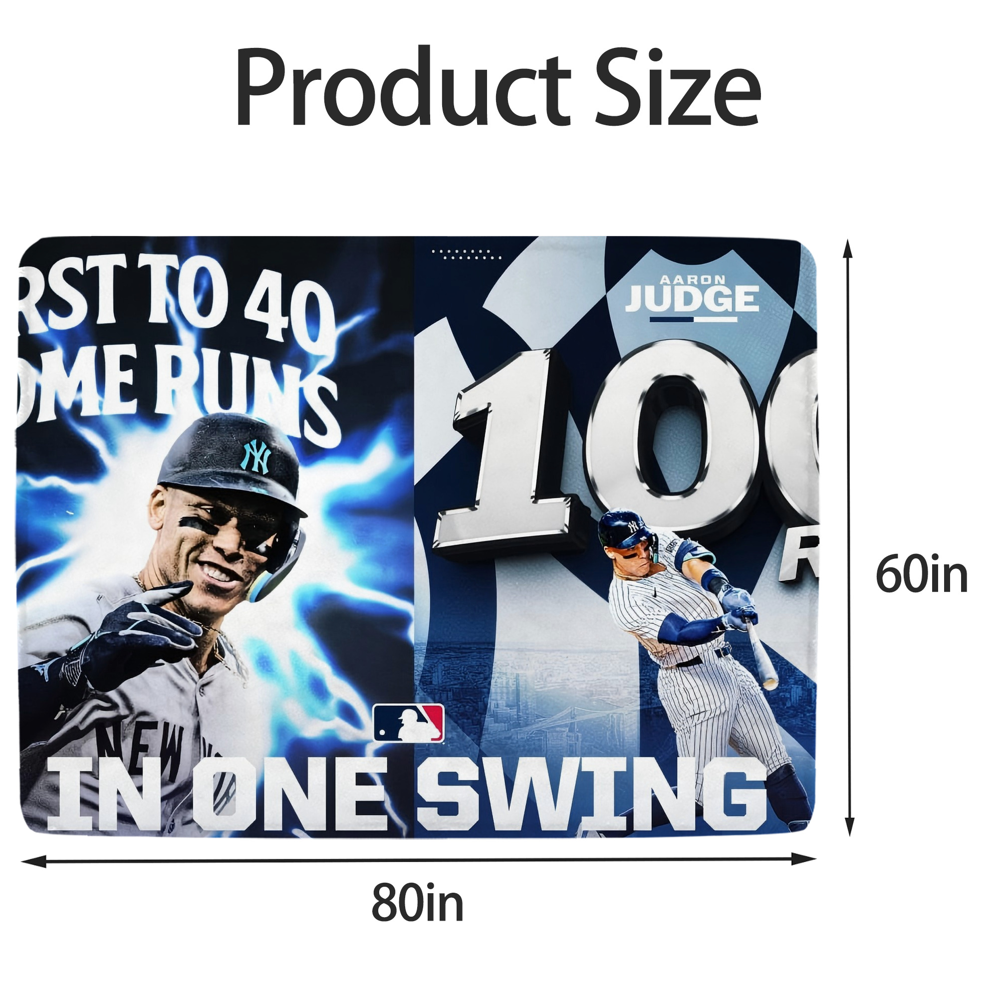 Aaron Judge First to 40 Home Runs In One Swing Soft Fleece Throw Blanket 60 X 80 Inch – Super Soft, Lightweight, And Durable – Perfect For Sofa, Bed, Camping, And More – Ideal Gift For Family And Friends