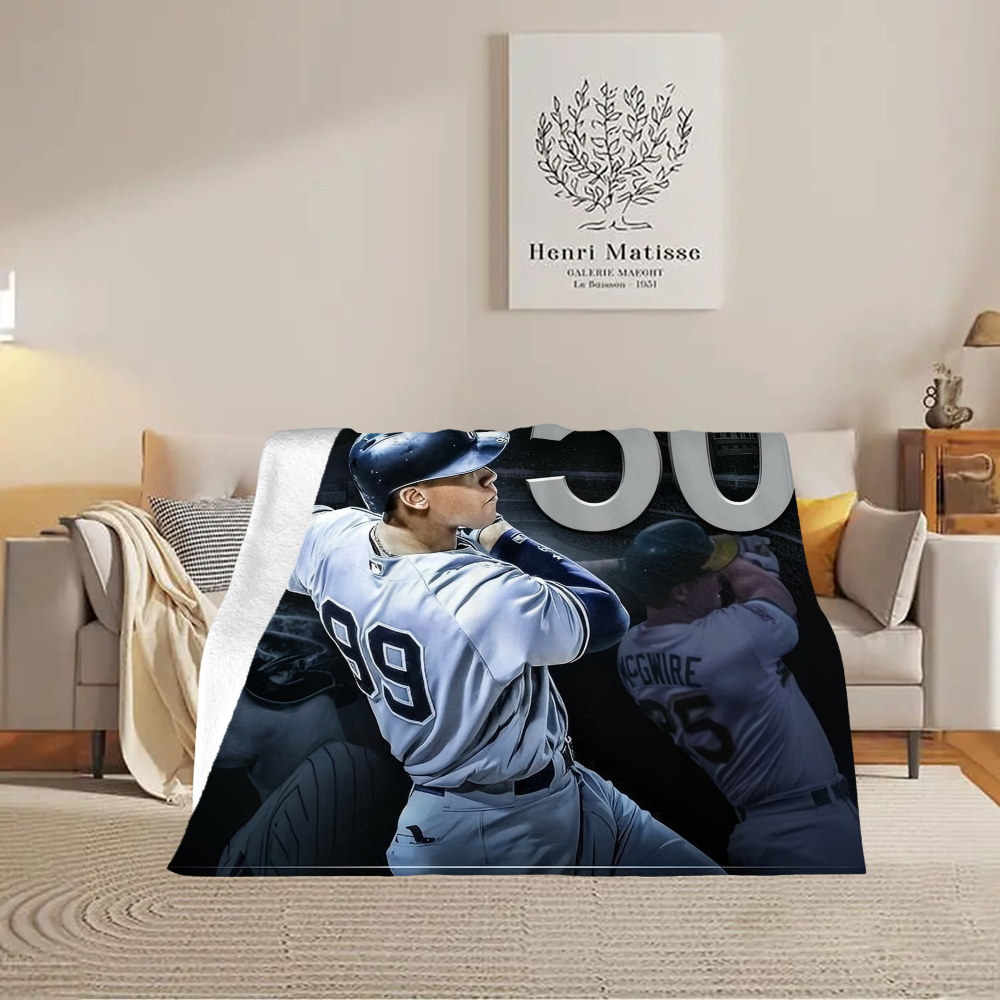 Aaron Judge 50 Home Runs 6 Soft Fleece Throw Blanket 60 X 80 Inch – Super Soft, Lightweight, And Durable – Perfect For Sofa, Bed, Camping, And More – Ideal Gift For Family And Friends