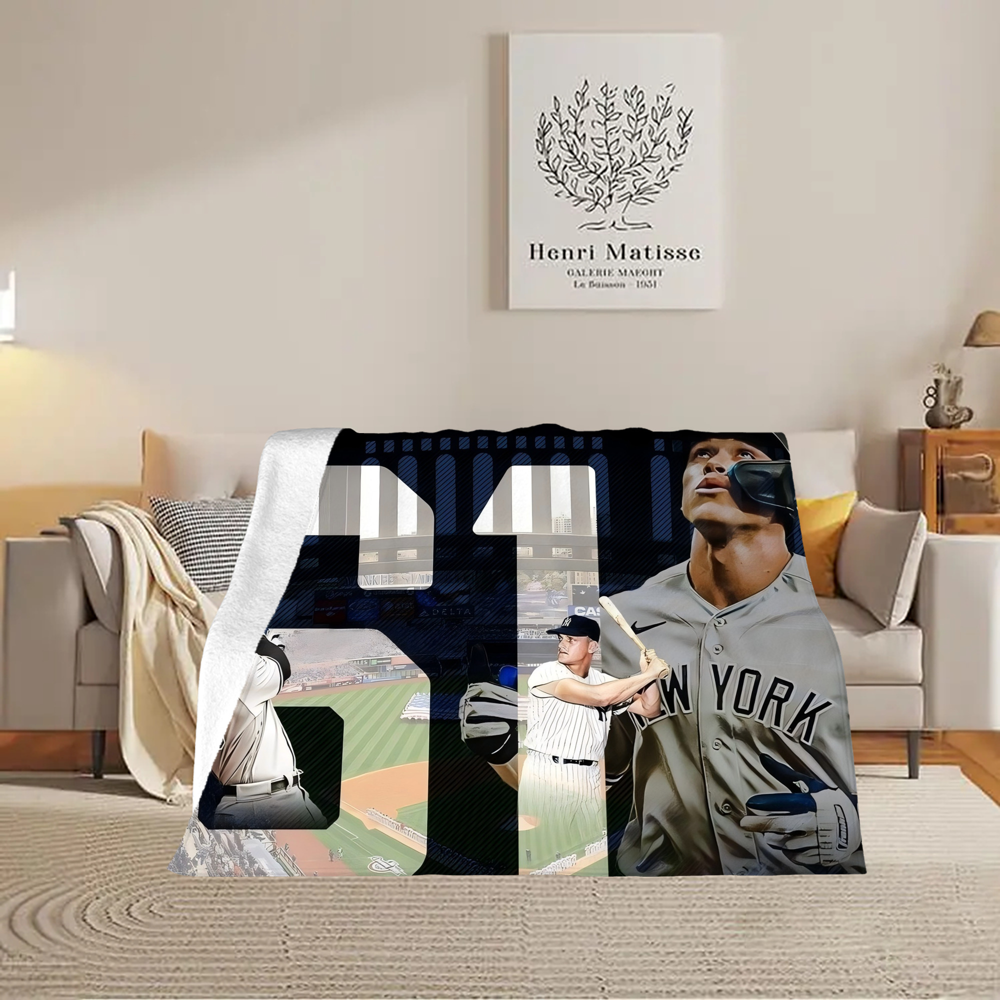Aaron Judge 61 Home Runs 1 Soft Fleece Throw Blanket 60 X 80 Inch – Super Soft, Lightweight, And Durable – Perfect For Sofa, Bed, Camping, And More – Ideal Gift For Family And Friends