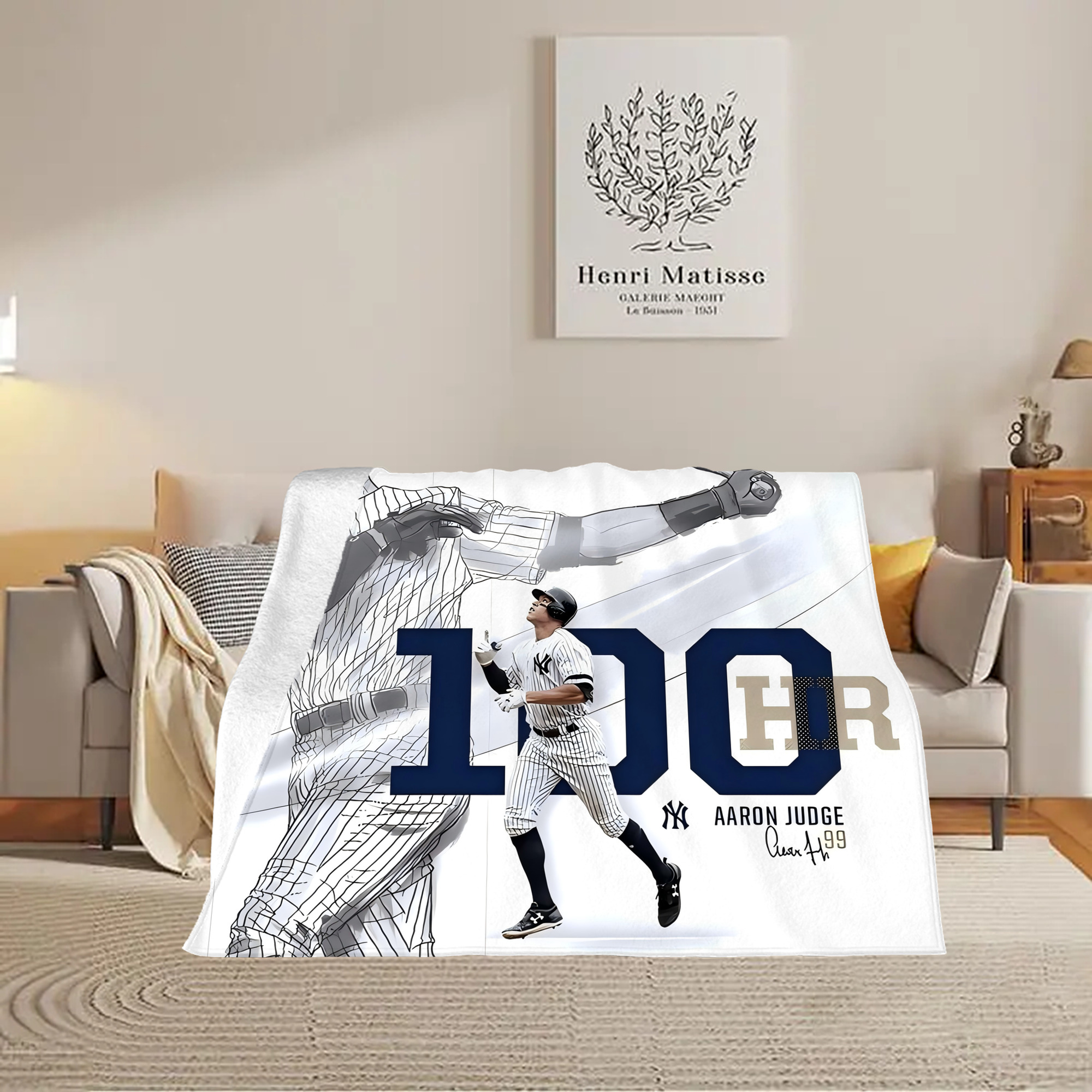Aaron Judge 100 Home Runs Soft Fleece Throw Blanket 60 X 80 Inch – Super Soft, Lightweight, And Durable – Perfect For Sofa, Bed, Camping, And More – Ideal Gift For Family And Friends
