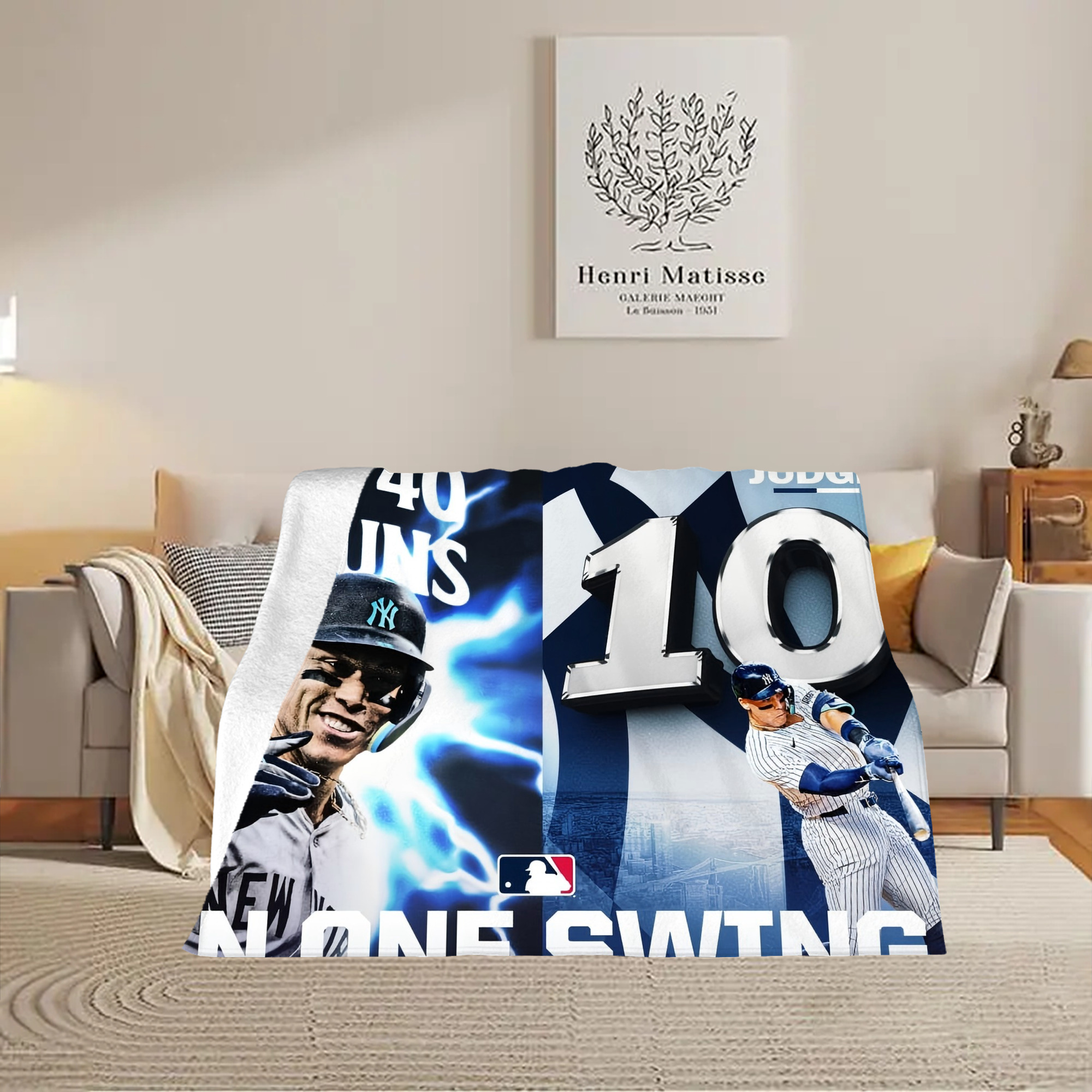 Aaron Judge First to 40 Home Runs In One Swing Soft Fleece Throw Blanket 60 X 80 Inch – Super Soft, Lightweight, And Durable – Perfect For Sofa, Bed, Camping, And More – Ideal Gift For Family And Friends