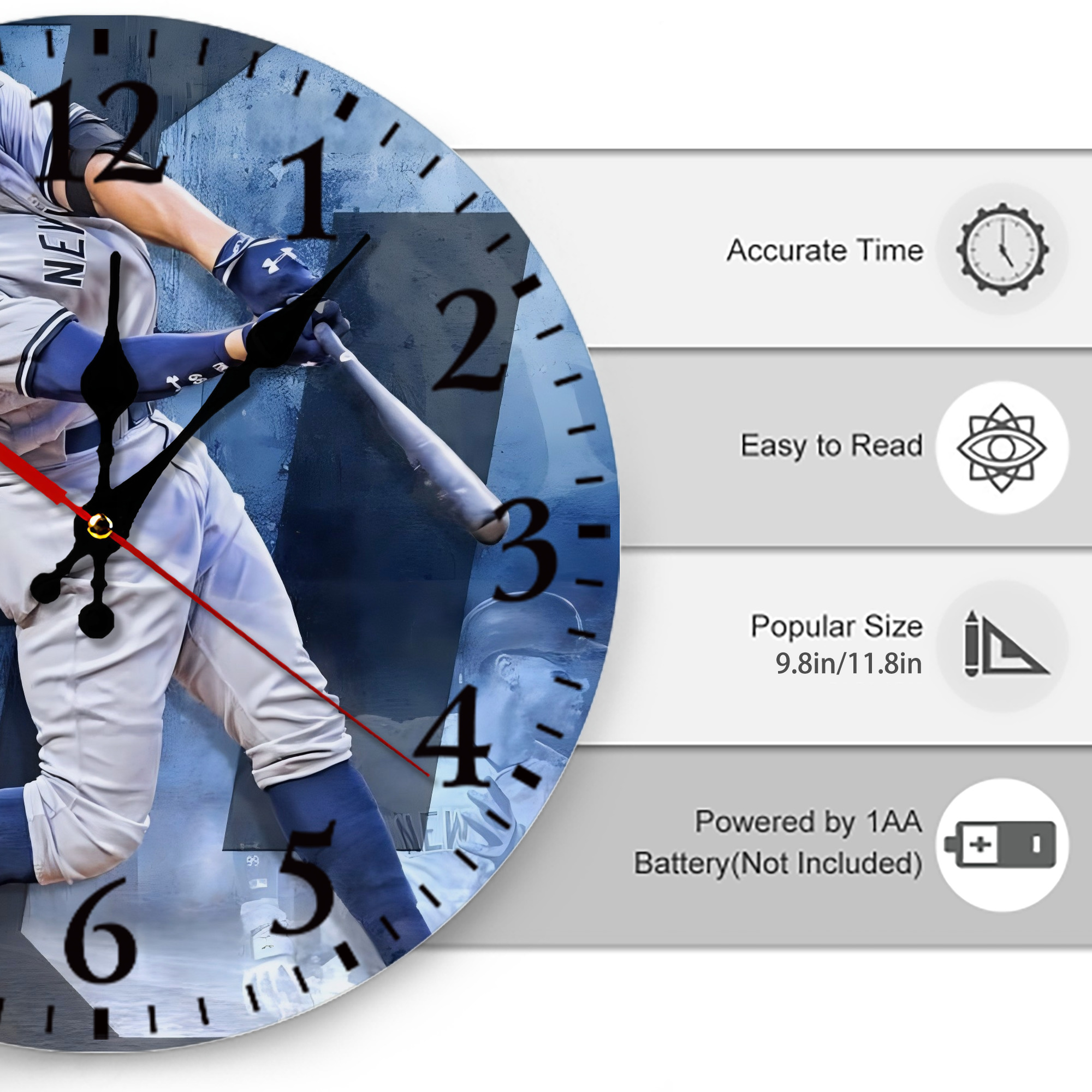 Aaron Judge 40 Home Runs 1 Silent Round Wall Clock – Modern & Stylish DIY Design, Durable Wood Construction, Easy To Install – Perfect For Office, Bedroom, Living Room, And More