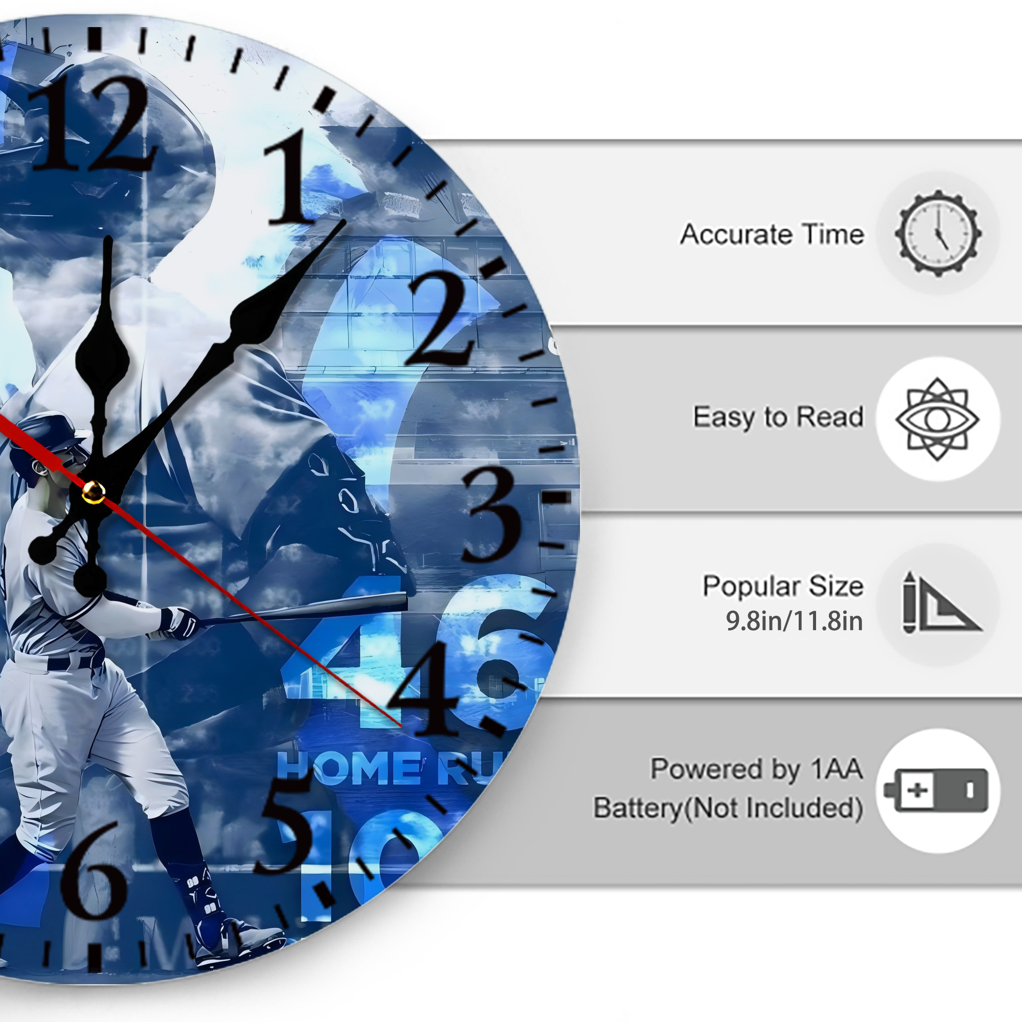 Aaron Judge 46 Home Runs Silent Round Wall Clock – Modern & Stylish DIY Design, Durable Wood Construction, Easy To Install – Perfect For Office, Bedroom, Living Room, And More