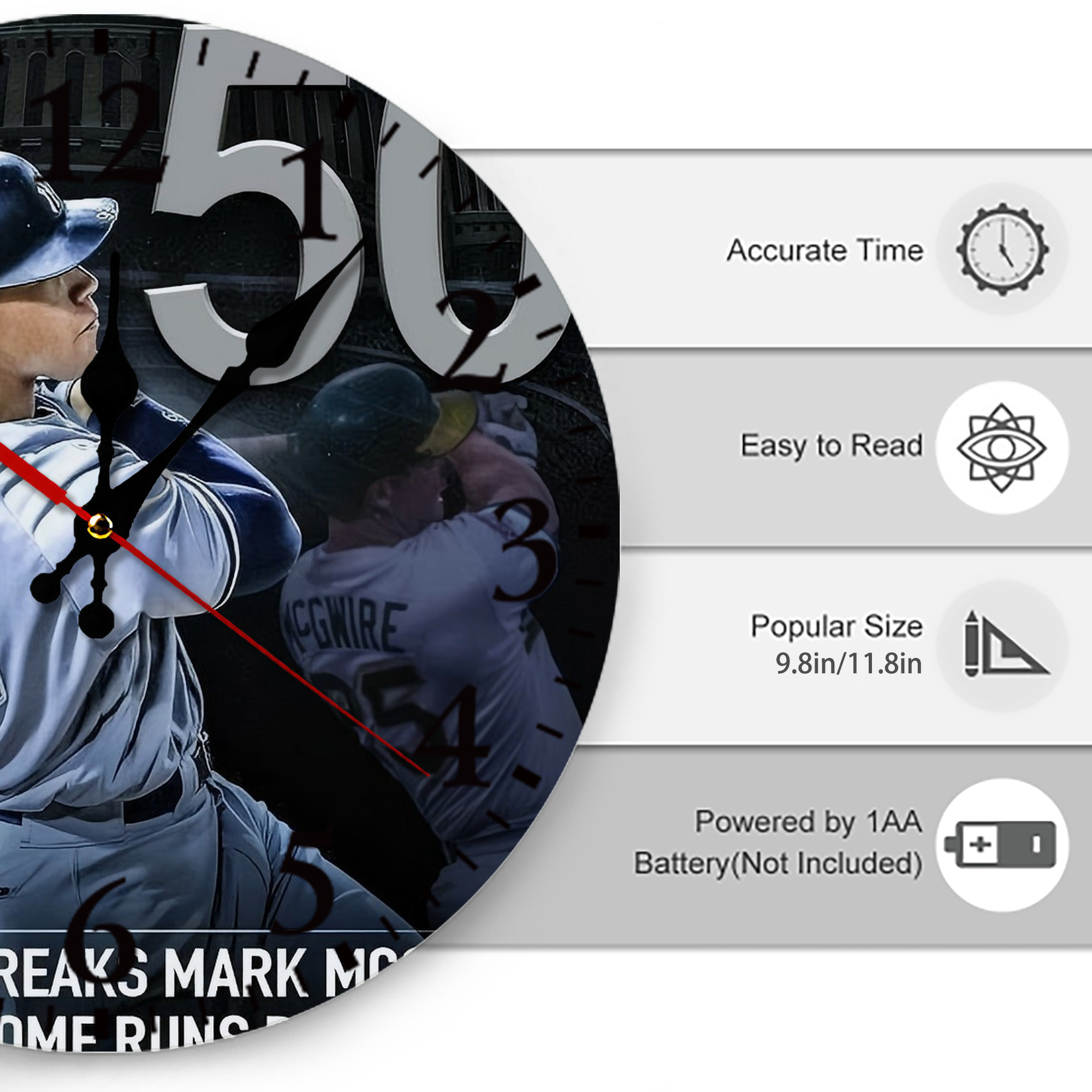 Aaron Judge 50 Home Runs 6 Silent Round Wall Clock – Modern & Stylish DIY Design, Durable Wood Construction, Easy To Install – Perfect For Office, Bedroom, Living Room, And More