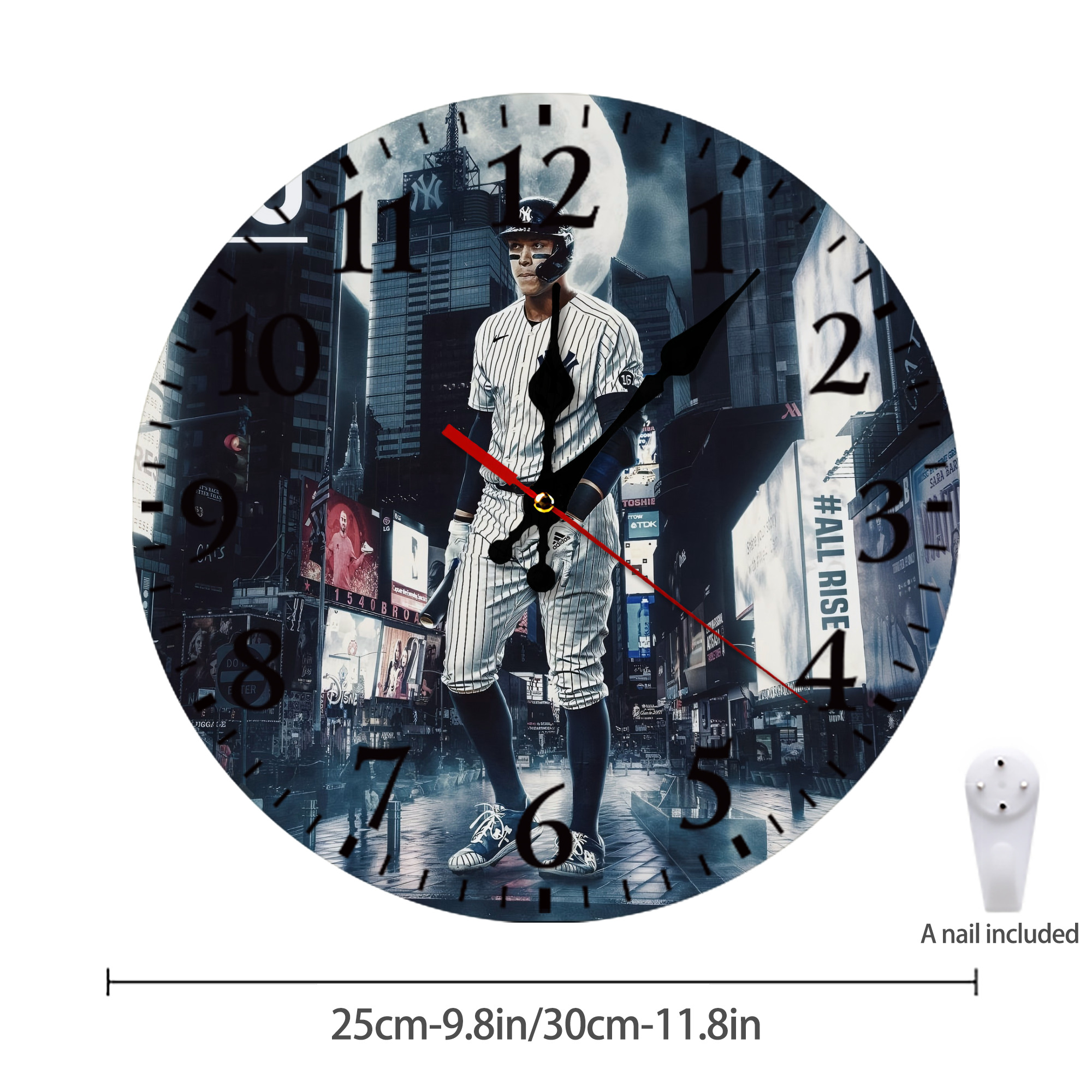 Aaron Judge 60 Home Runs 6 Silent Round Wall Clock – Modern & Stylish DIY Design, Durable Wood Construction, Easy To Install – Perfect For Office, Bedroom, Living Room, And More