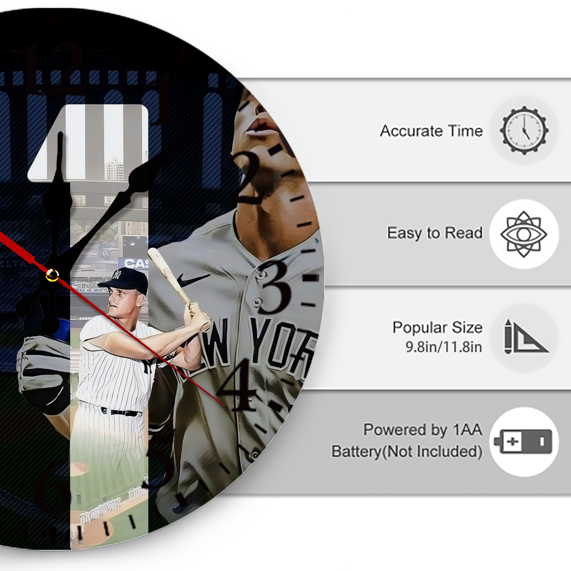 Aaron Judge 61 Home Runs 1 Silent Round Wall Clock – Modern & Stylish DIY Design, Durable Wood Construction, Easy To Install – Perfect For Office, Bedroom, Living Room, And More