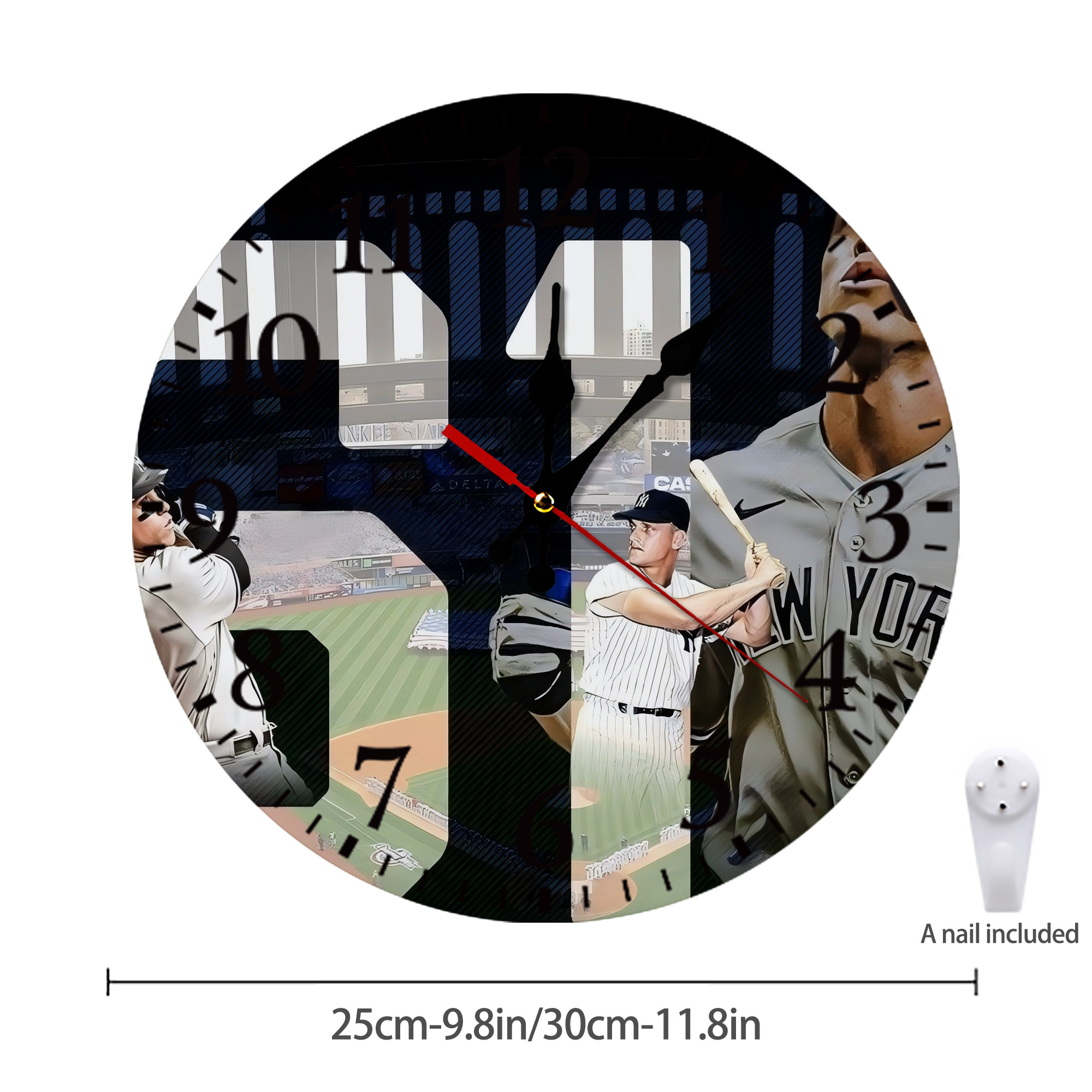 Aaron Judge 61 Home Runs 1 Silent Round Wall Clock – Modern & Stylish DIY Design, Durable Wood Construction, Easy To Install – Perfect For Office, Bedroom, Living Room, And More