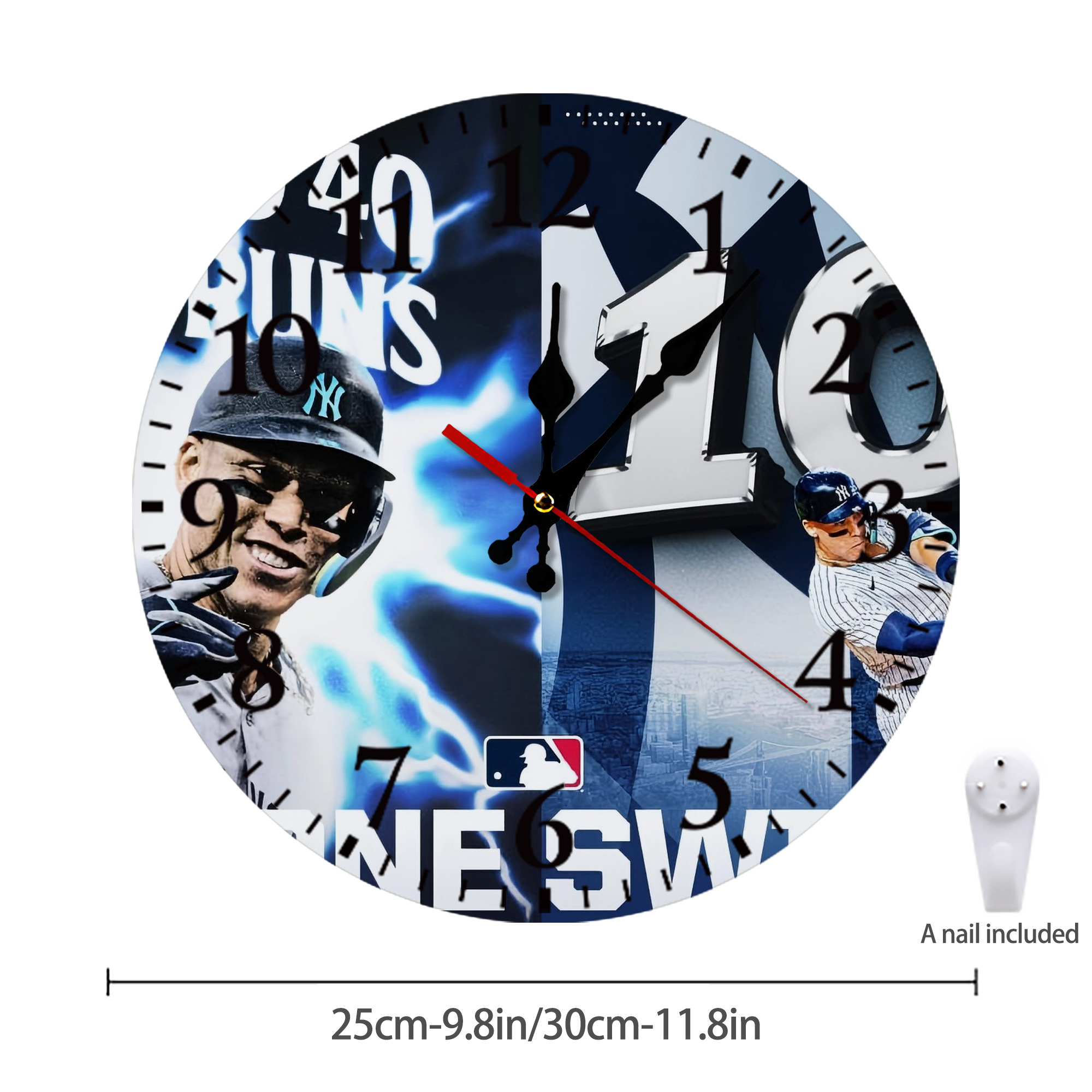 Aaron Judge First to 40 Home Runs In One Swing Silent Round Wall Clock – Modern & Stylish DIY Design, Durable Wood Construction, Easy To Install – Perfect For Office, Bedroom, Living Room, And More