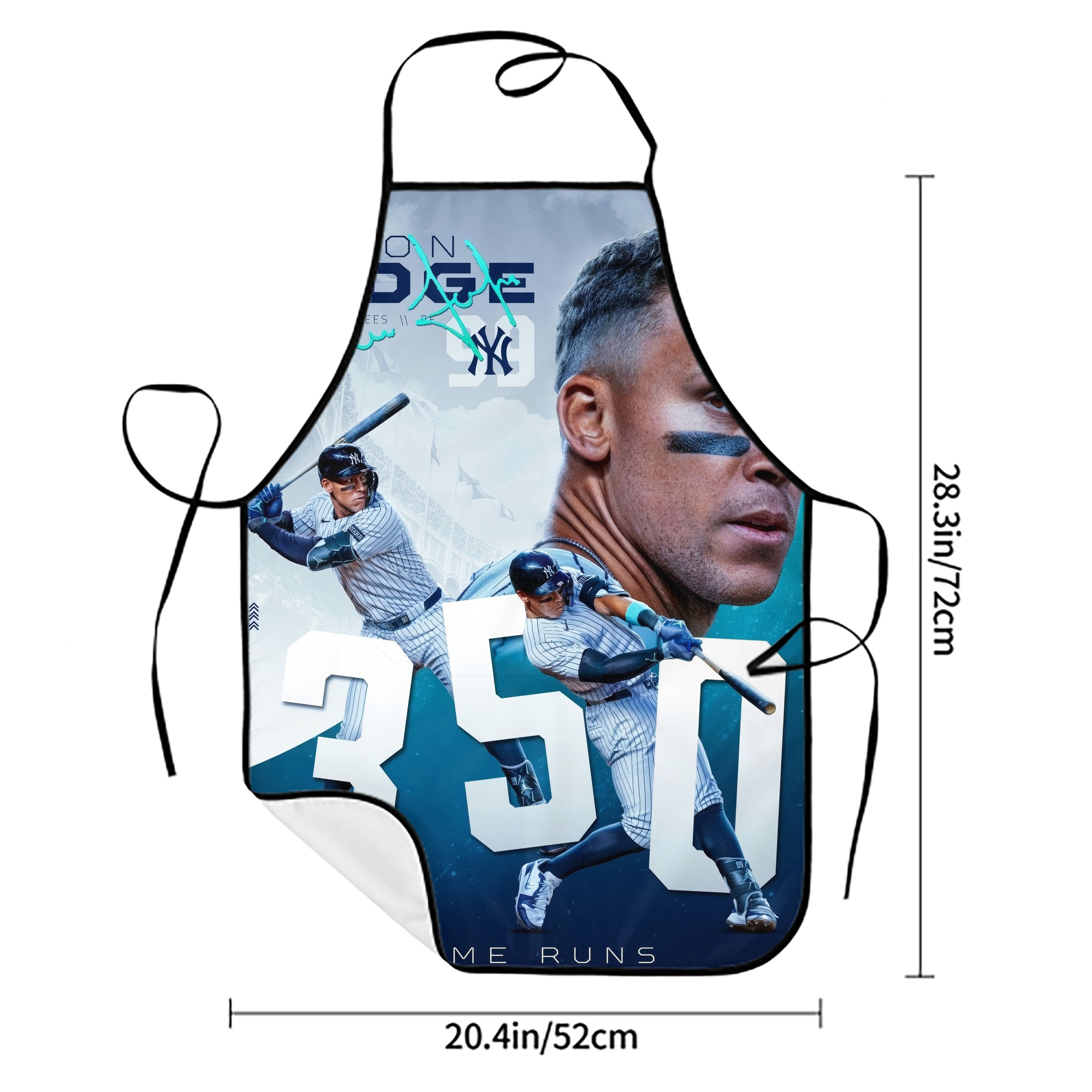 Aaron Judge's 350th Career Home Runs Stain-Resistant Polyester Apron With Pocket – Full Print, Waterproof, Anti-Wrinkle, Anti-Pilling – Ideal For Kitchen, BBQ, Restaurant, Salon & More