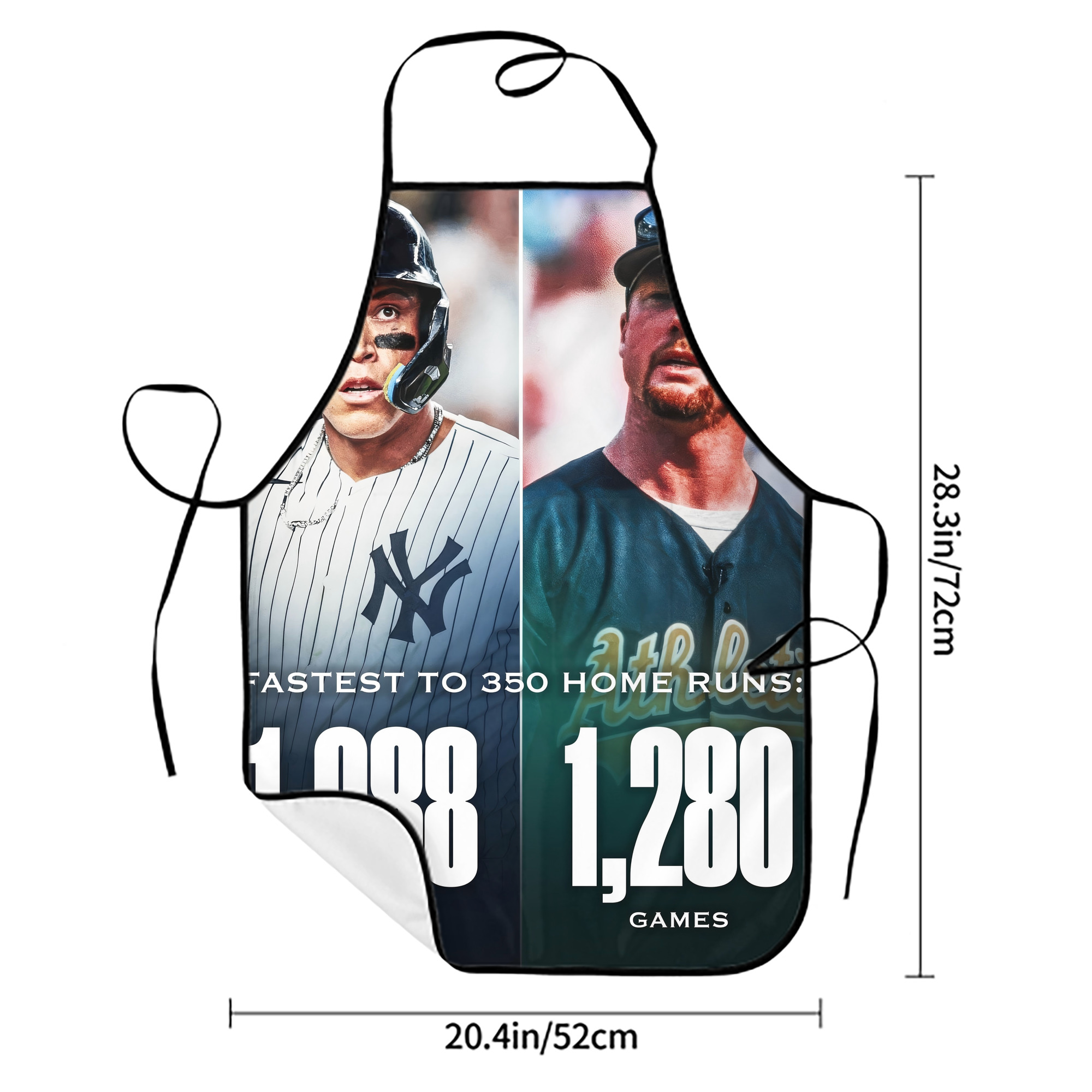 Aaron Judge's 350th Career Home Runs Stain-Resistant Polyester Apron With Pocket – Full Print, Waterproof, Anti-Wrinkle, Anti-Pilling – Ideal For Kitchen, BBQ, Restaurant, Salon & More