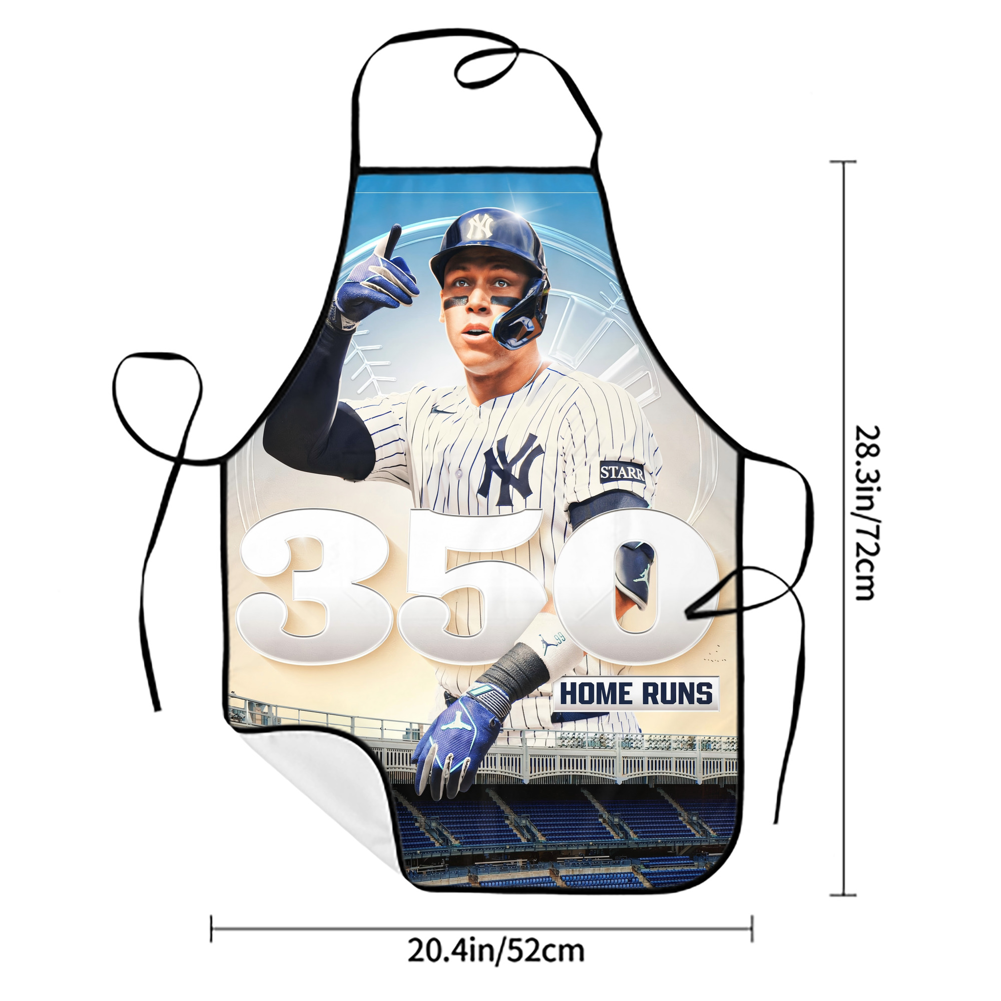 Aaron Judge's 350th Career Home Runs Stain-Resistant Polyester Apron With Pocket – Full Print, Waterproof, Anti-Wrinkle, Anti-Pilling – Ideal For Kitchen, BBQ, Restaurant, Salon & More