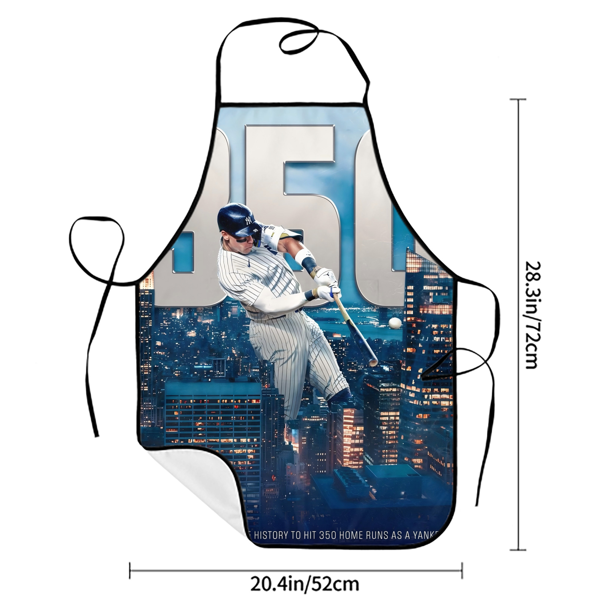 Aaron Judge's 350th Career Home Runs Stain-Resistant Polyester Apron With Pocket – Full Print, Waterproof, Anti-Wrinkle, Anti-Pilling – Ideal For Kitchen, BBQ, Restaurant, Salon & More
