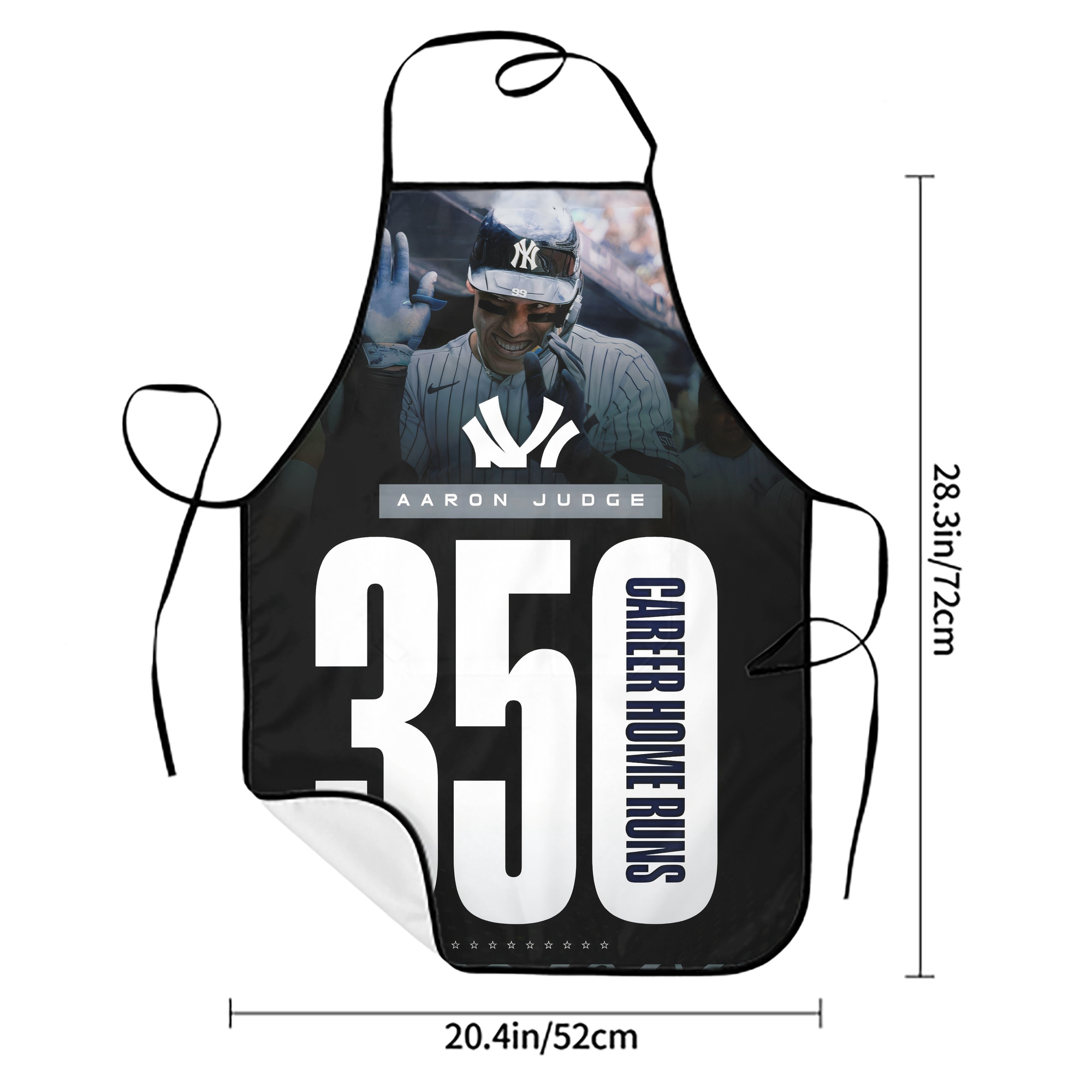 Aaron Judge's 350th Career Home Runs Stain-Resistant Polyester Apron With Pocket – Full Print, Waterproof, Anti-Wrinkle, Anti-Pilling – Ideal For Kitchen, BBQ, Restaurant, Salon & More