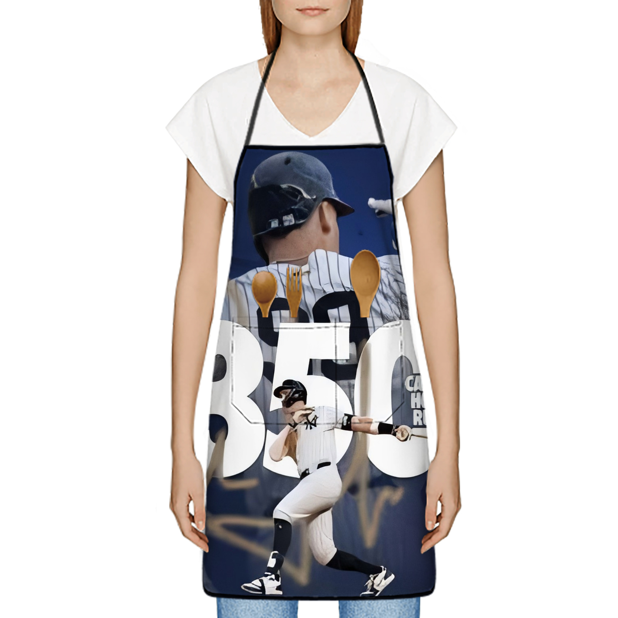 Aaron Judge's 350th Career Home Runs Stain-Resistant Polyester Apron With Pocket – Full Print, Waterproof, Anti-Wrinkle, Anti-Pilling – Ideal For Kitchen, BBQ, Restaurant, Salon & More
