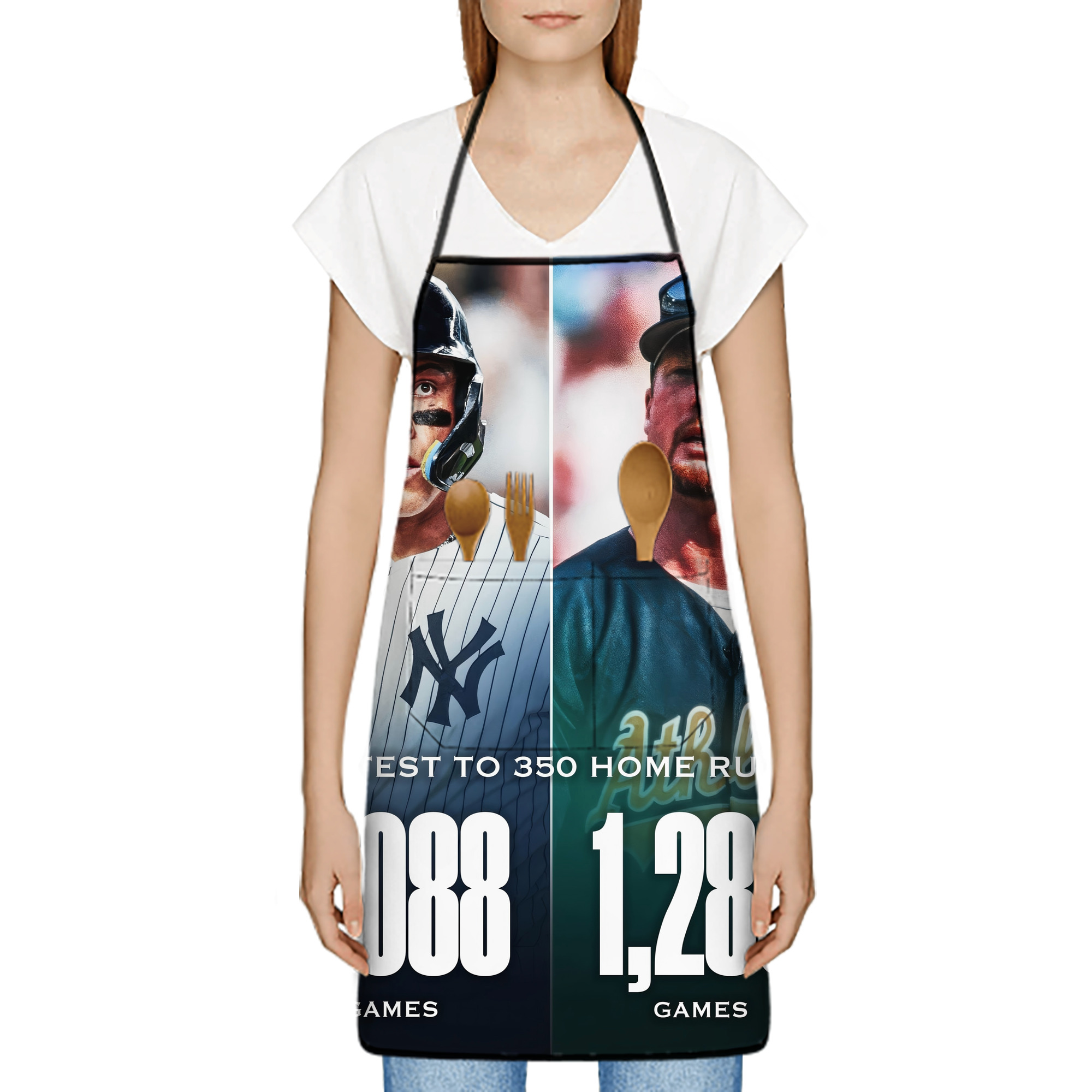 Aaron Judge's 350th Career Home Runs Stain-Resistant Polyester Apron With Pocket – Full Print, Waterproof, Anti-Wrinkle, Anti-Pilling – Ideal For Kitchen, BBQ, Restaurant, Salon & More