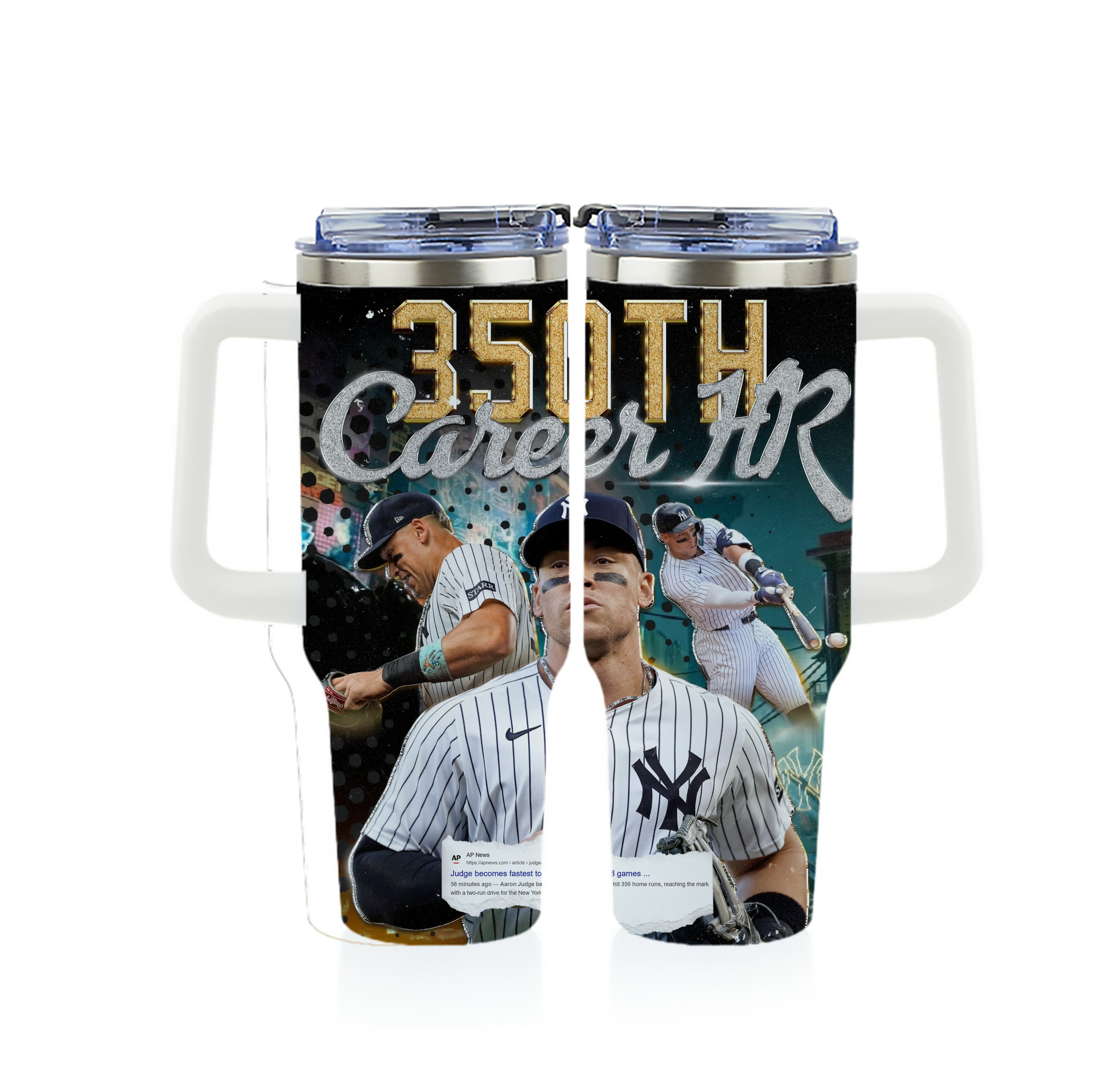 Aaron Judge's 350th Career Home Runs 40oz Full Wrap Car Tumbler – Durable Stainless Steel Travel Mug With Vibrant UV Print – Double Wall Insulated, Fits Most Car Cup Holders