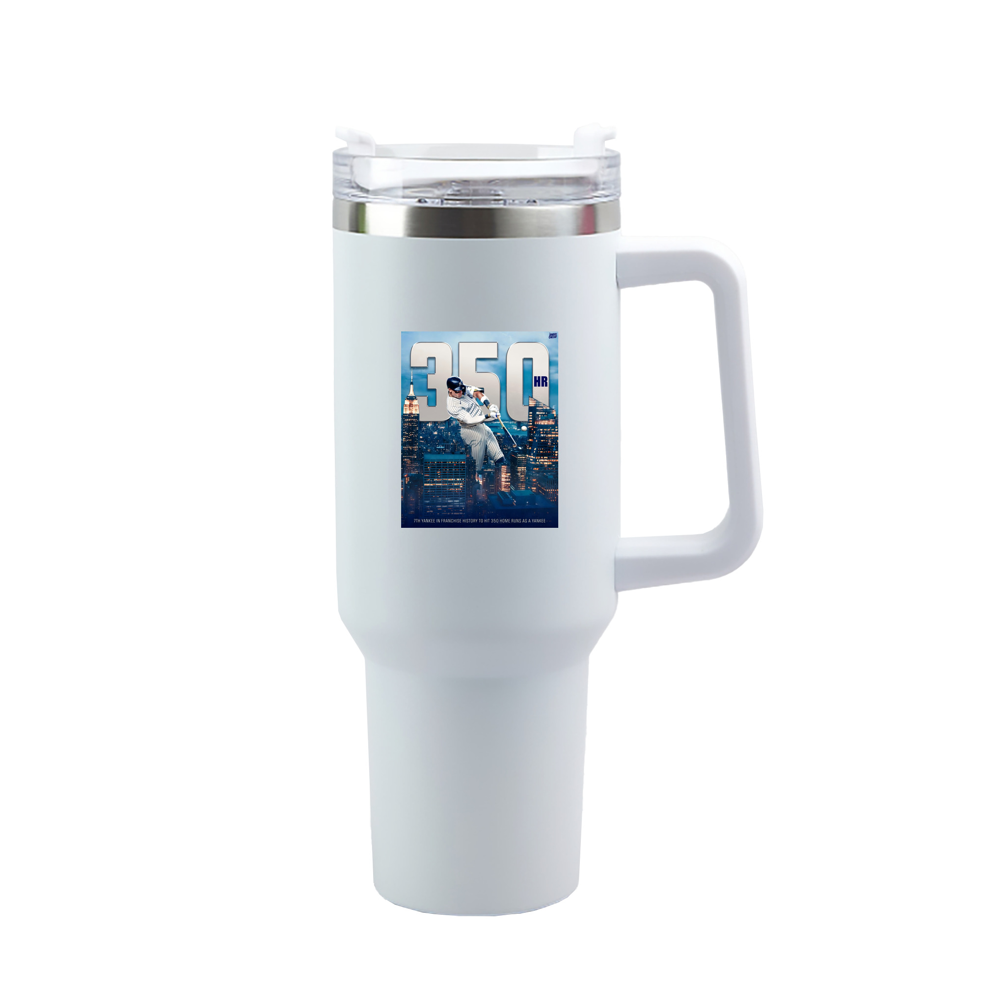 Aaron Judge's 350th Career Home Runs 40oz Handle Car Tumbler – Durable Stainless Steel Travel Mug With UV Print – Double Wall Insulated, Fits Most Car Cup Holders