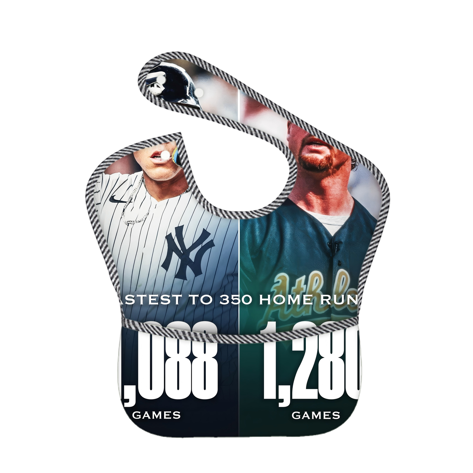 Aaron Judge's 350th Career Home Runs Adjustable Waterproof Toddler Bib – Full-Print Durable Polyester – Foldable Crumb Pocket – Easy Snap Closure – Soft