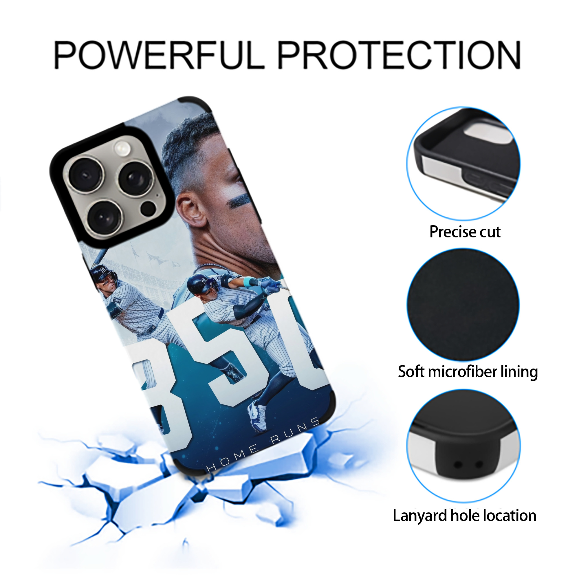 Aaron Judge's 350th Career Home Runs IPhone 15 Pro Max PU Leather Case – Soft Lining, 360° Protection – Precise Fit, 3D Buttons, Easy Charging – Anti-Yellowing, Easy To Clean