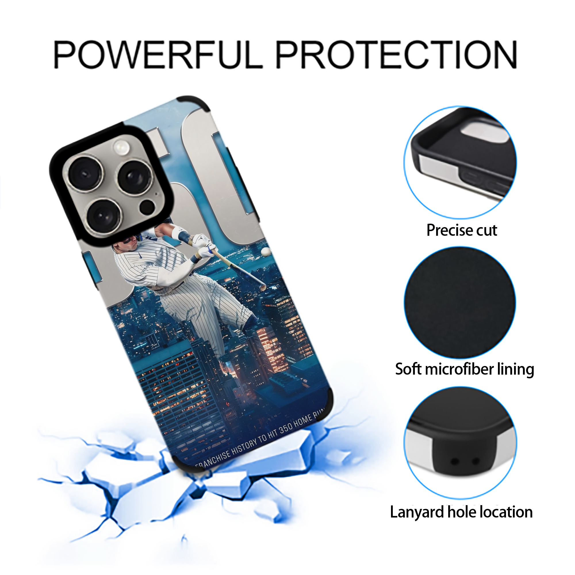 Aaron Judge's 350th Career Home Runs IPhone 15 Pro Max PU Leather Case – Soft Lining, 360° Protection – Precise Fit, 3D Buttons, Easy Charging – Anti-Yellowing, Easy To Clean