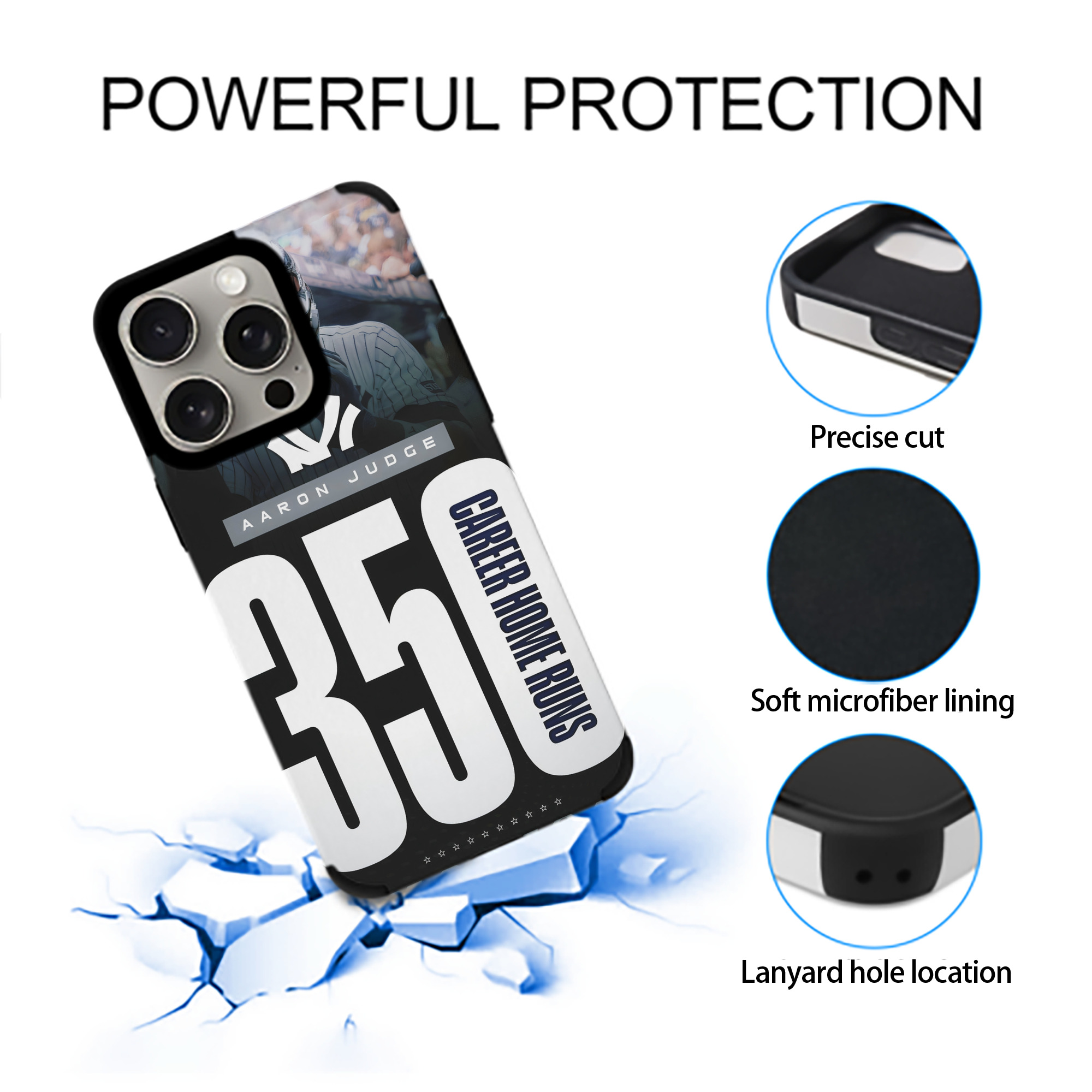 Aaron Judge's 350th Career Home Runs IPhone 15 Pro Max PU Leather Case – Soft Lining, 360° Protection – Precise Fit, 3D Buttons, Easy Charging – Anti-Yellowing, Easy To Clean