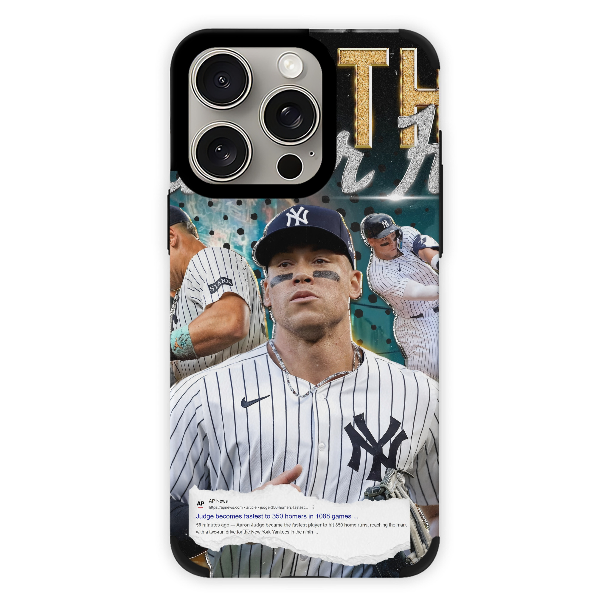 Aaron Judge's 350th Career Home Runs IPhone 15 Pro Max PU Leather Case – Soft Lining, 360° Protection – Precise Fit, 3D Buttons, Easy Charging – Anti-Yellowing, Easy To Clean
