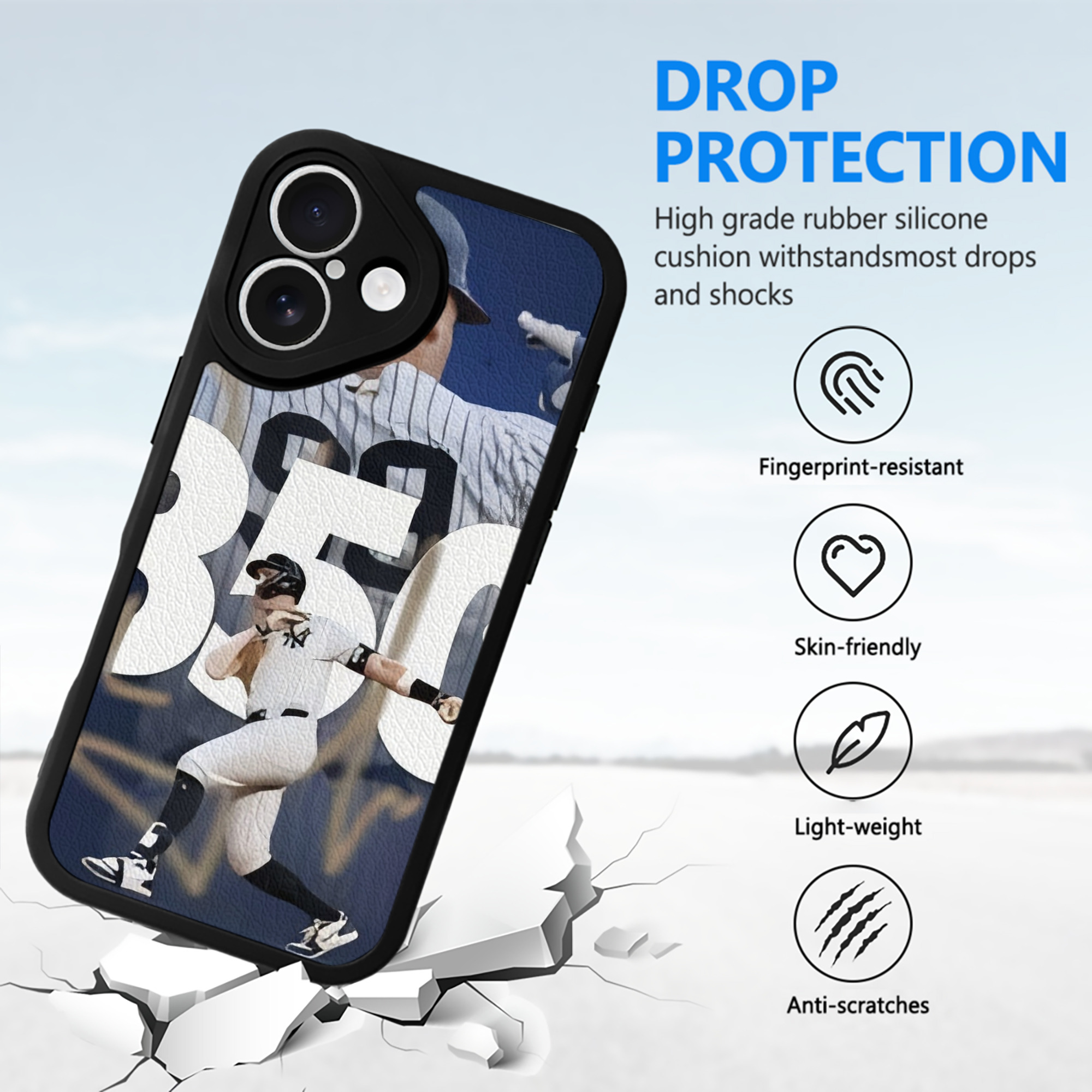 Aaron Judge's 350th Career Home Runs IPhone 16 Silicone Leather Case – UV Print, Lambskin Texture – Perfect Fit, Wireless Charging Compatible, Scratch Resistant, Precise Cutouts – Stylish Protection For IPhone 16