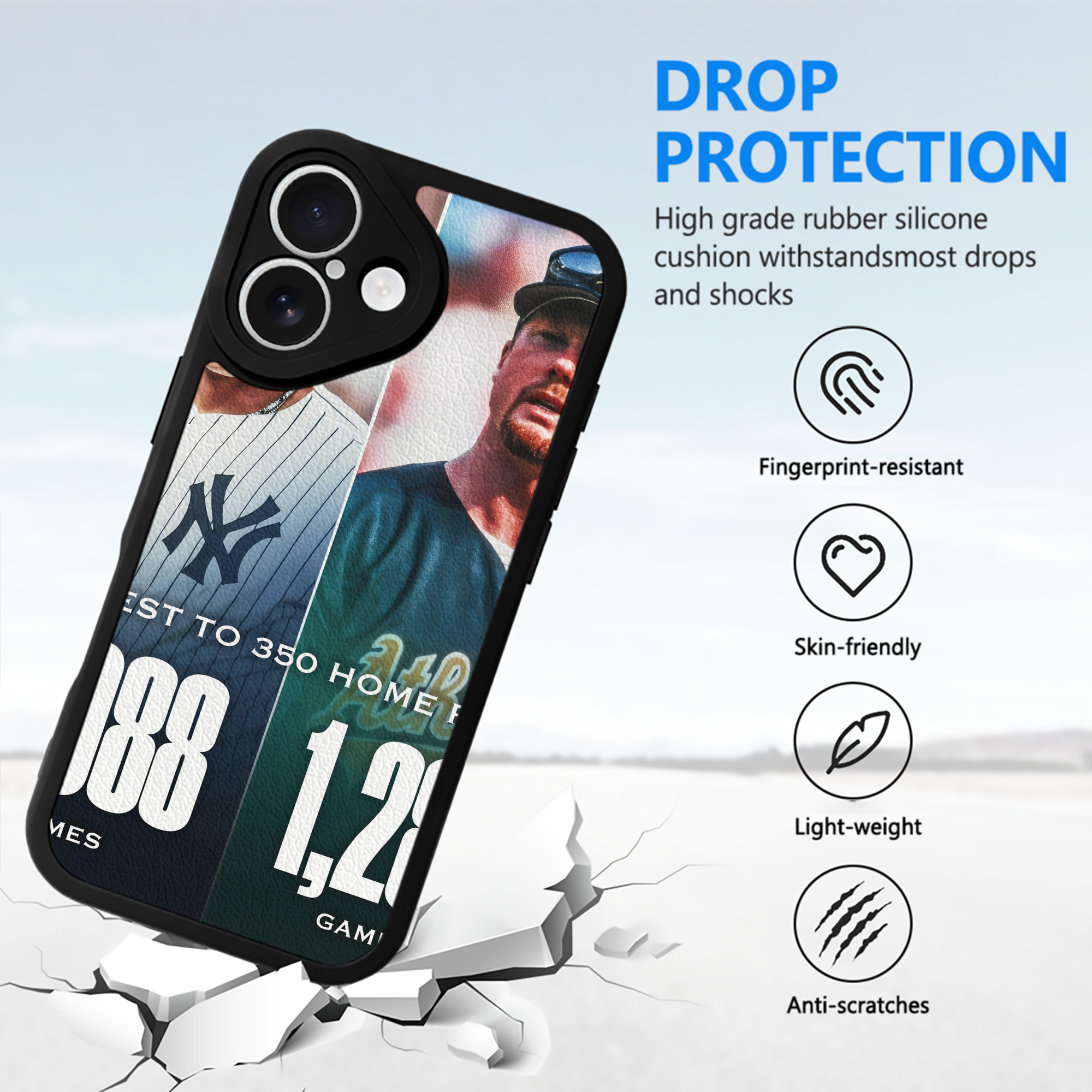 Aaron Judge's 350th Career Home Runs IPhone 16 Silicone Leather Case – UV Print, Lambskin Texture – Perfect Fit, Wireless Charging Compatible, Scratch Resistant, Precise Cutouts – Stylish Protection For IPhone 16