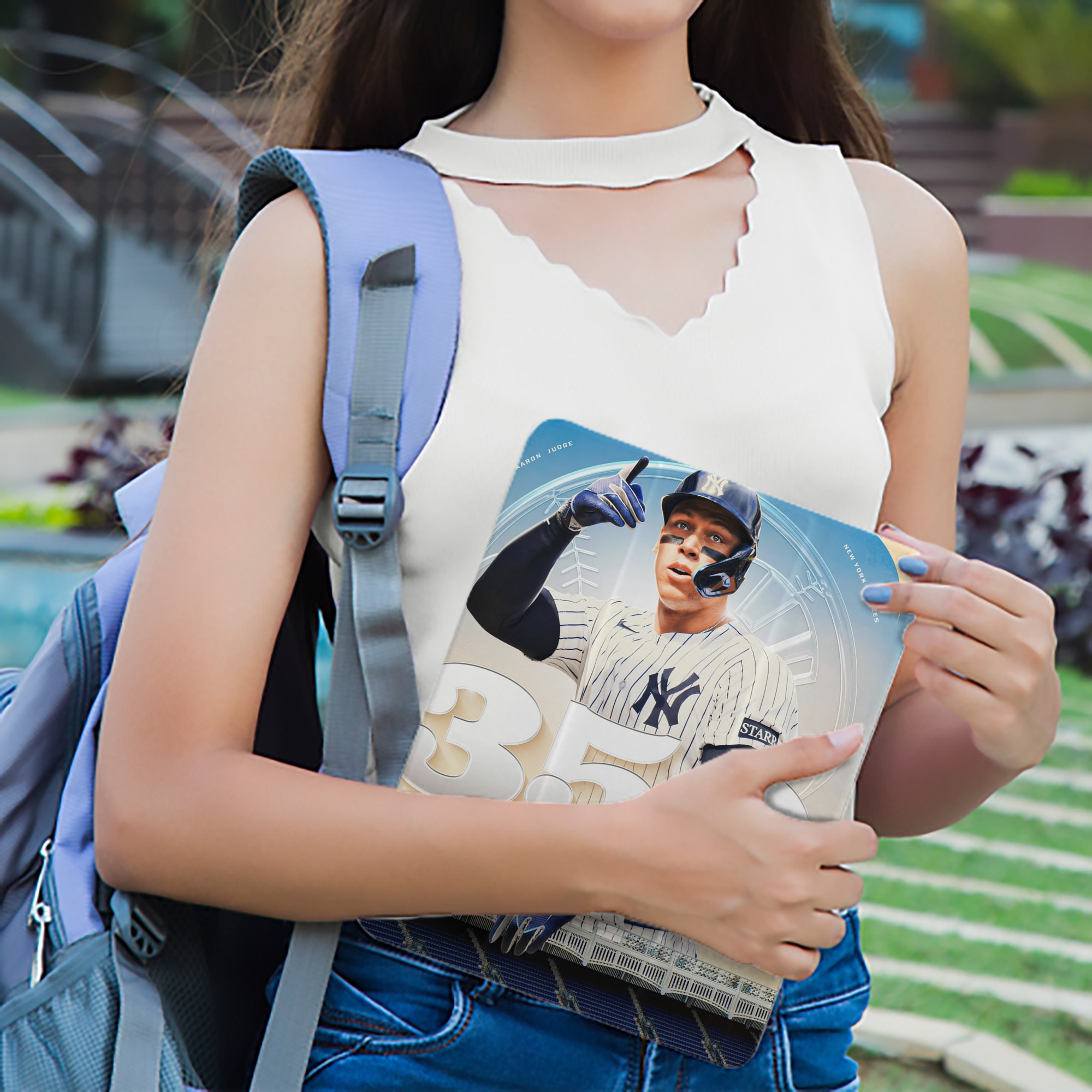 Aaron Judge's 350th Career Home Runs Premium Tri-Fold PU Leather & Silicone IPad Case With Pencil Slot – Fits 9.5,10.5,10.9 – Adjustable Stand, Slim, Protective