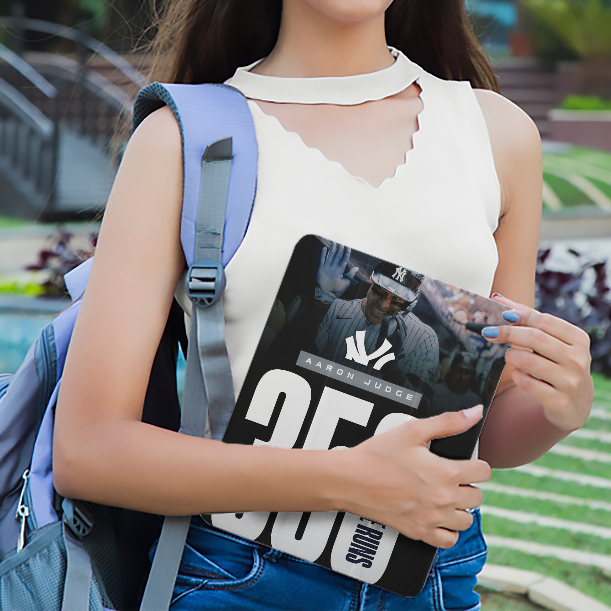 Aaron Judge's 350th Career Home Runs Premium Tri-Fold PU Leather & Silicone IPad Case With Pencil Slot – Fits 9.5,10.5,10.9 – Adjustable Stand, Slim, Protective