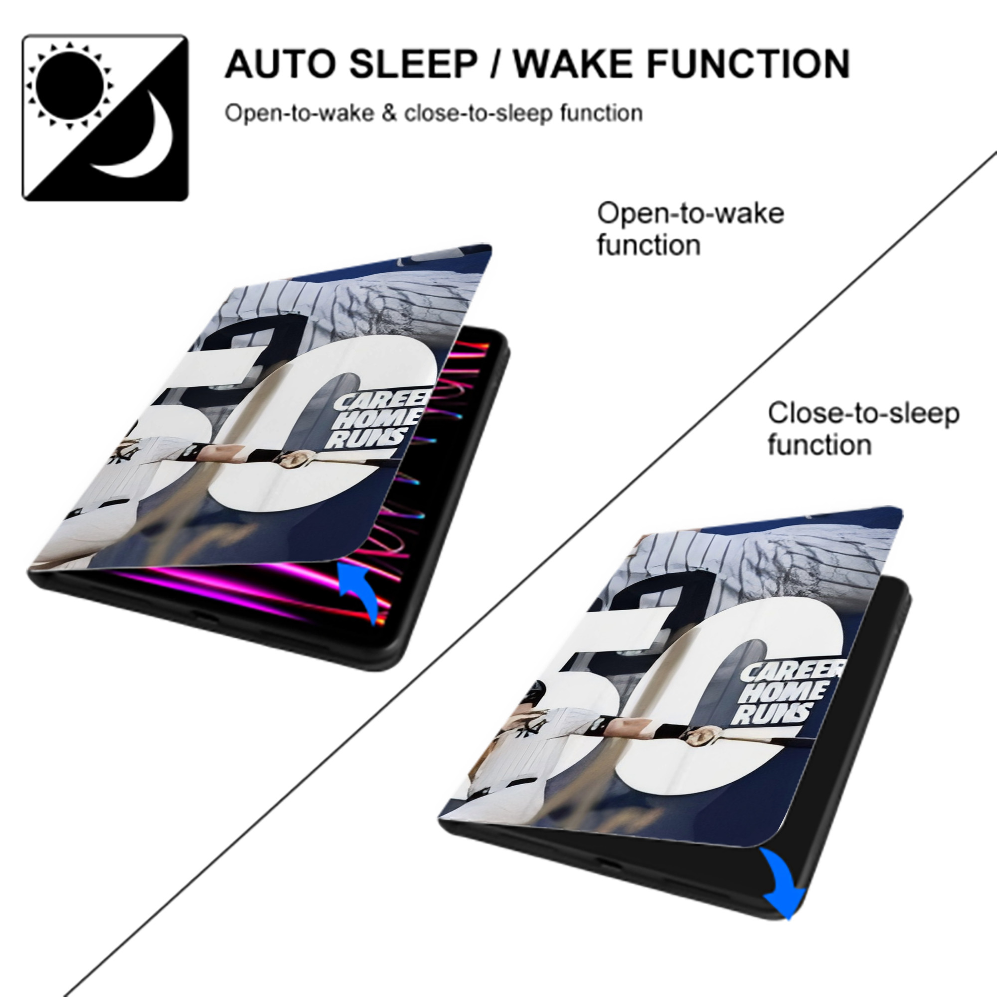 Aaron Judge's 350th Career Home Runs IPad Book-Style Case With Pencil Slot – Slim PU & TPU Cover – Full Protection, Precise Fit, Water & Scratch Resistant