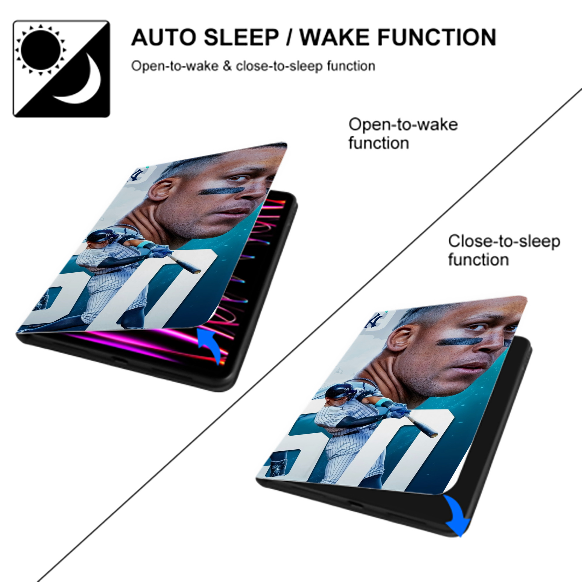 Aaron Judge's 350th Career Home Runs IPad Book-Style Case With Pencil Slot – Slim PU & TPU Cover – Full Protection, Precise Fit, Water & Scratch Resistant