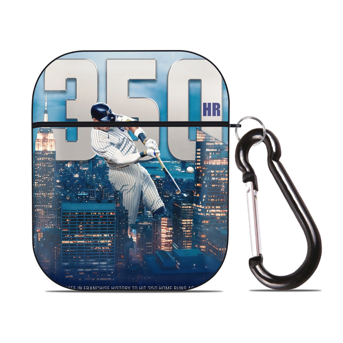 Aaron Judge's 350th Career Home Runs AirPods 2 Case Hard Shell Black, Flexible PC Material, Precise Cutouts, Full Protection, Anti-Fingerprint, Washable, Includes Keychain – Durable & Slim Design