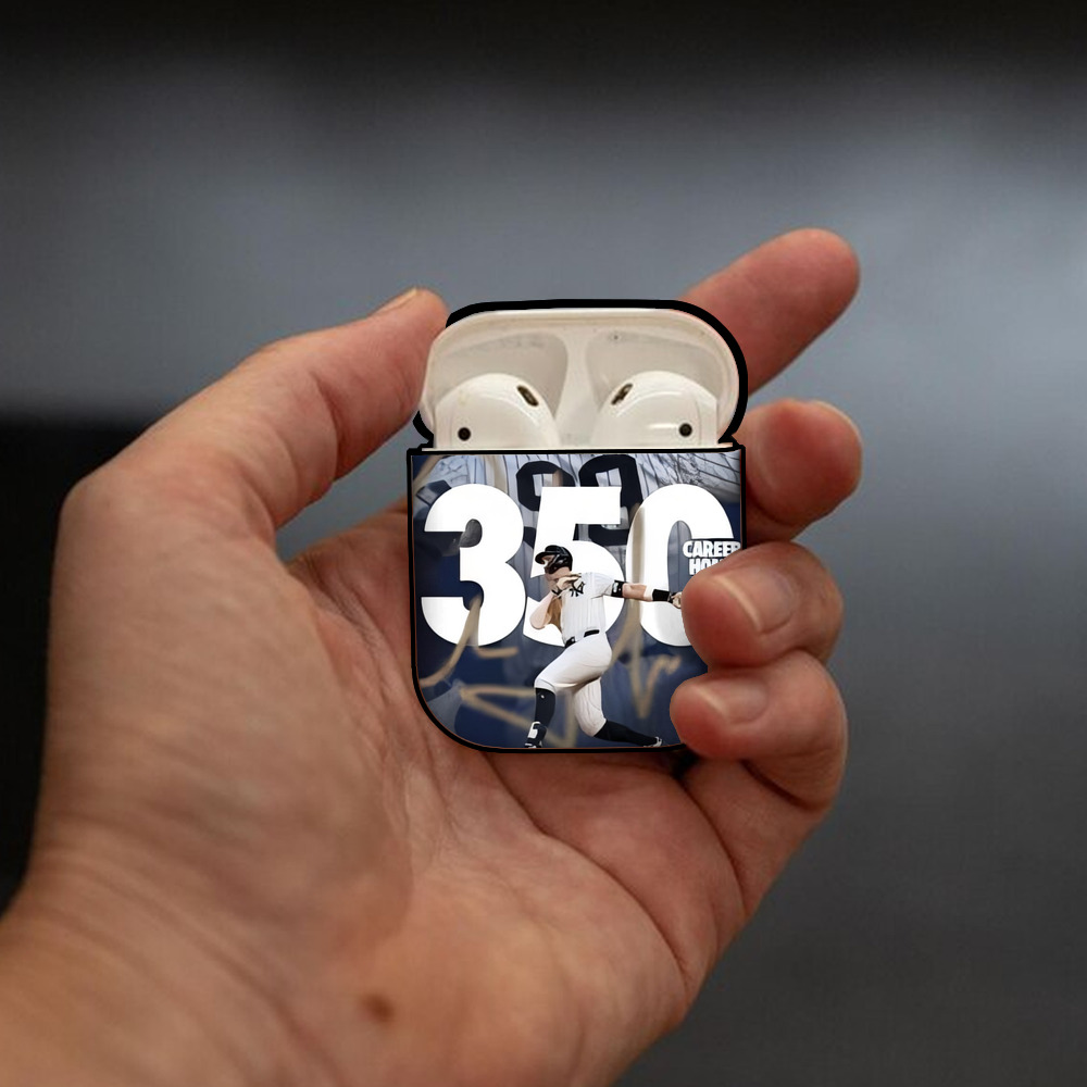 Aaron Judge's 350th Career Home Runs AirPods 2 Case Hard Shell Black, Flexible PC Material, Precise Cutouts, Full Protection, Anti-Fingerprint, Washable, Includes Keychain – Durable & Slim Design